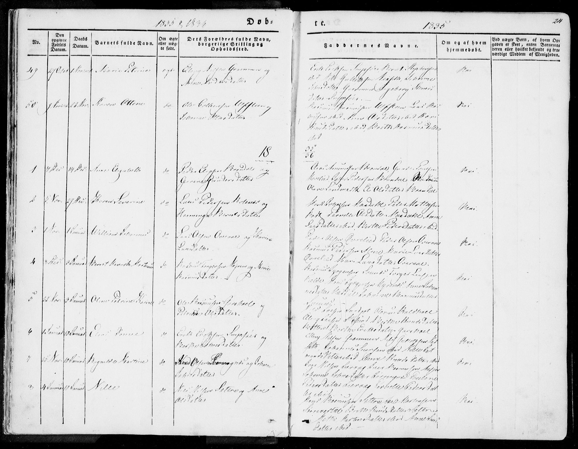 Ministerialprotokoller, klokkerbøker og fødselsregistre - Møre og Romsdal, AV/SAT-A-1454/509/L0104: Parish register (official) no. 509A02, 1833-1847, p. 24