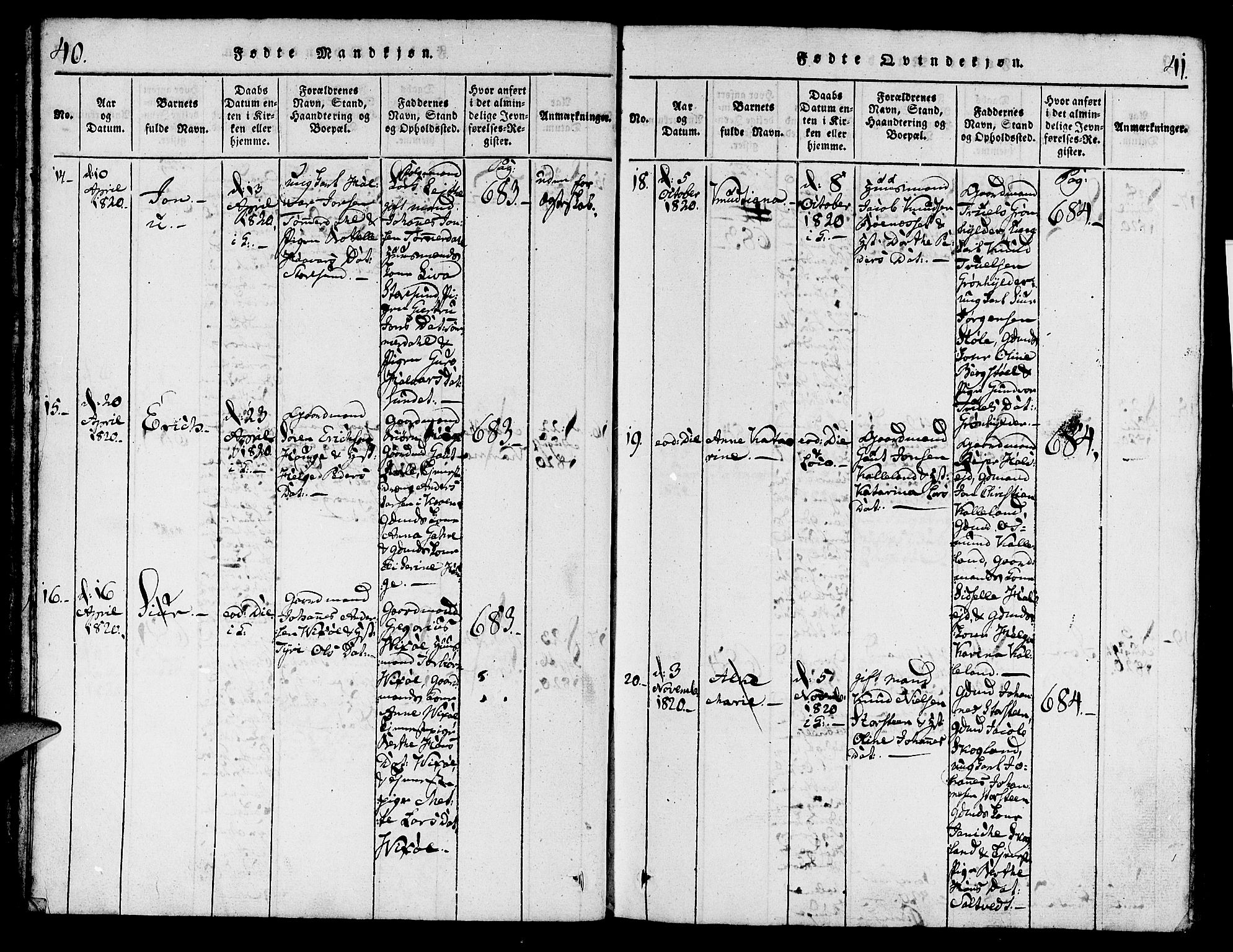 Torvastad sokneprestkontor, SAST/A -101857/H/Ha/Haa/L0004: Parish register (official) no. A 4, 1817-1836, p. 40-41