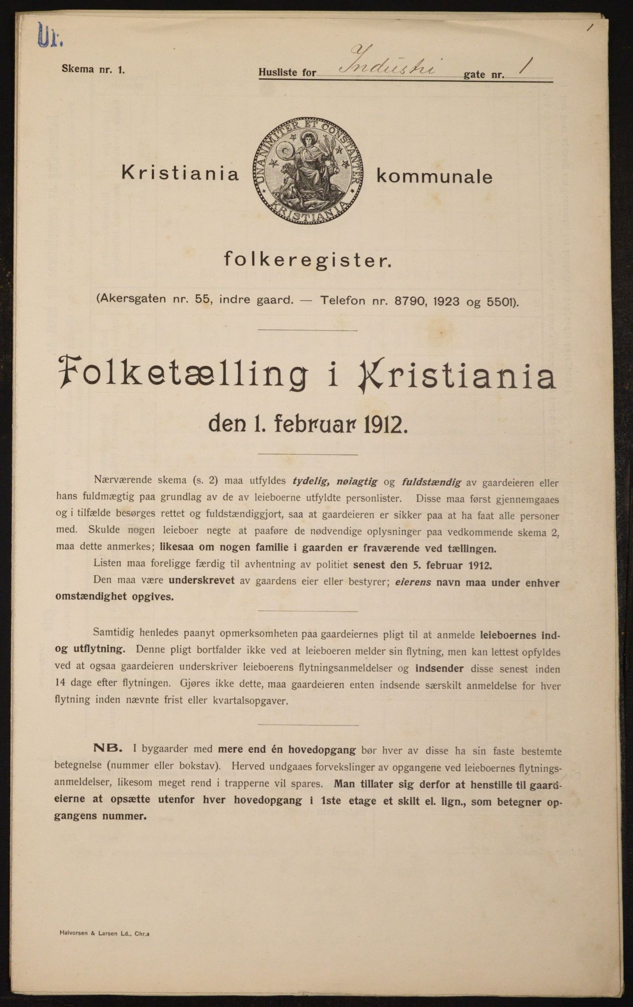 OBA, Municipal Census 1912 for Kristiania, 1912, p. 43552