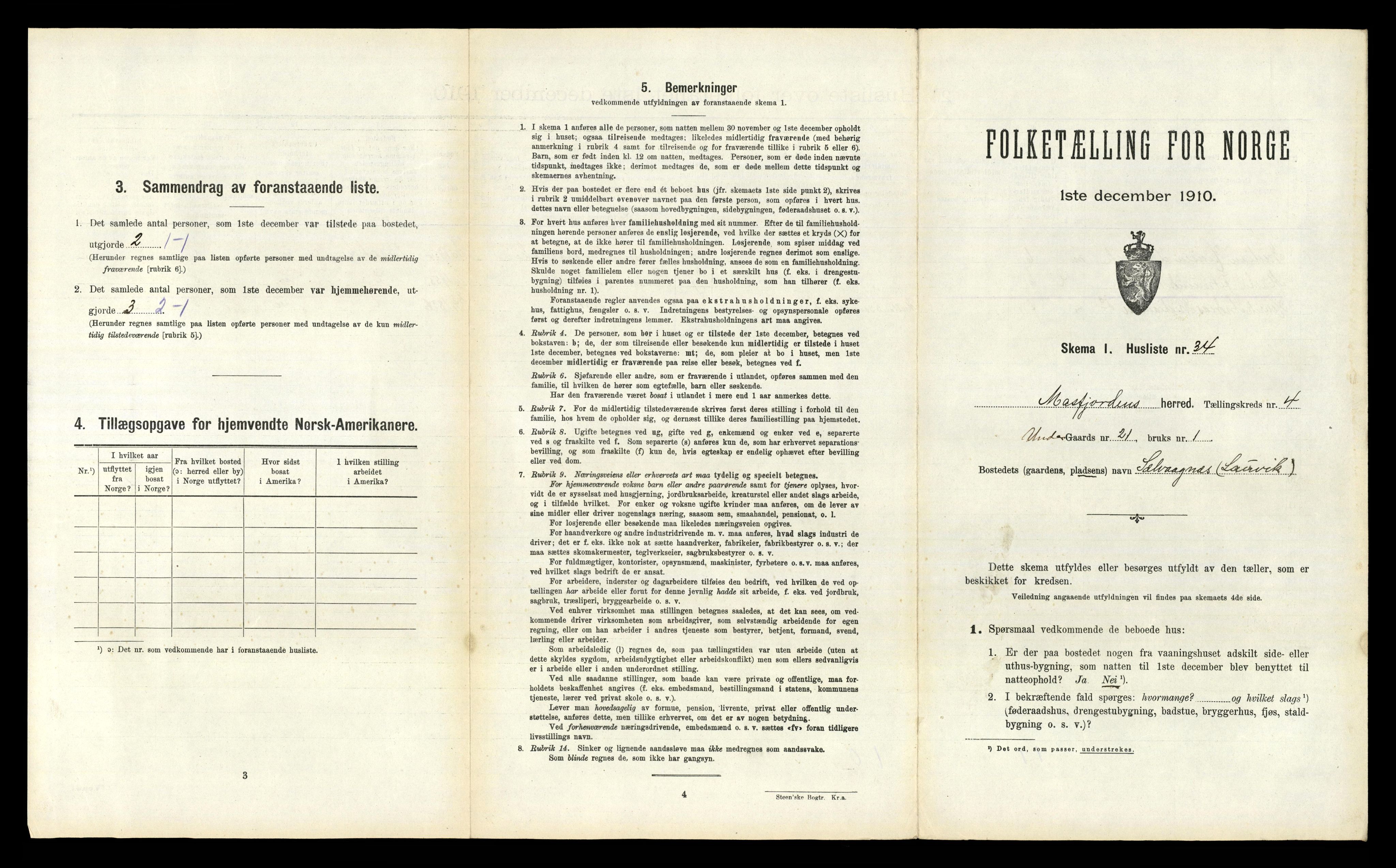 RA, 1910 census for Masfjorden, 1910, p. 316