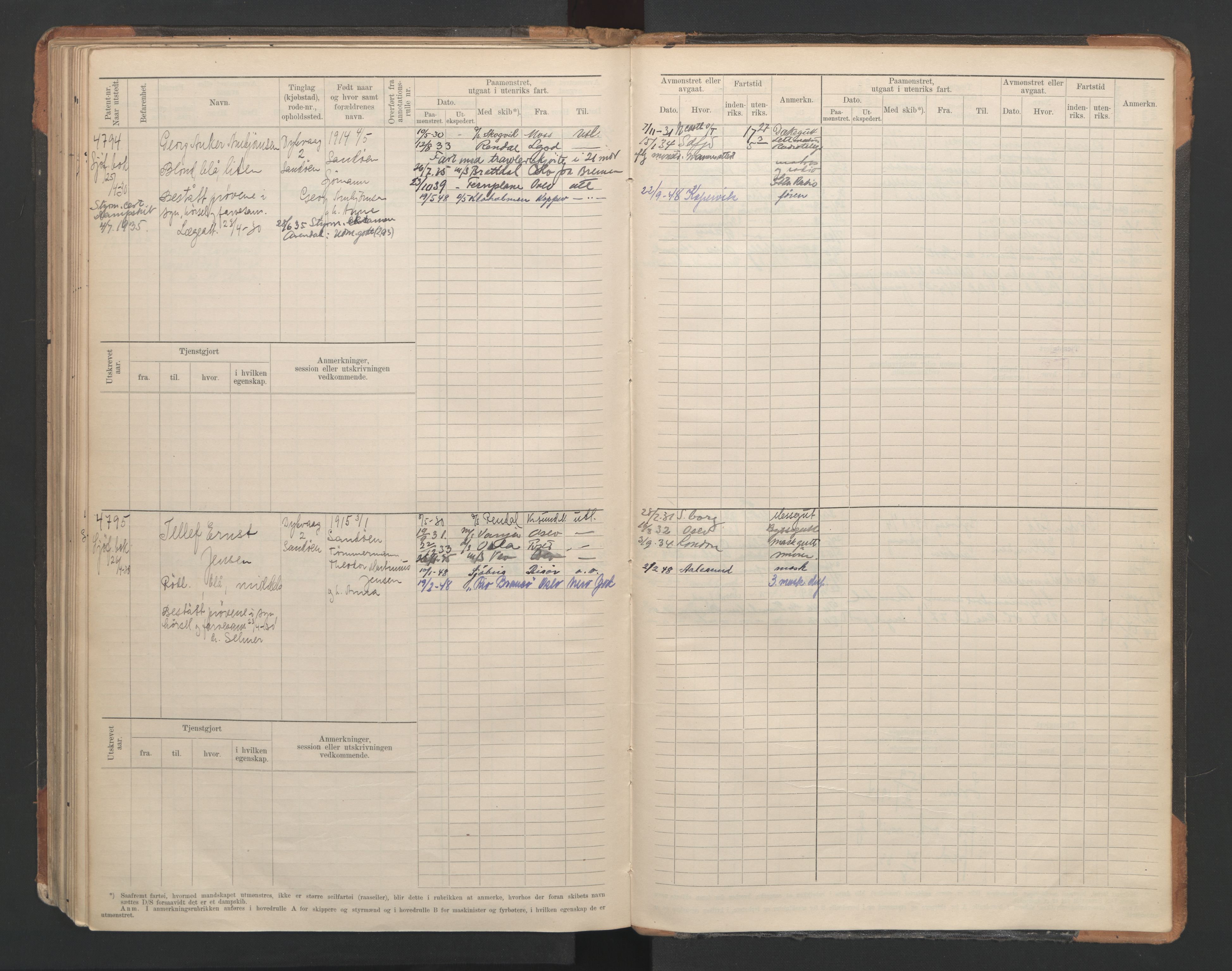 Tvedestrand mønstringskrets, AV/SAK-2031-0011/F/Fb/L0007: Hovedrulle A nr 4410-4803, R-8, 1912-1948, p. 199