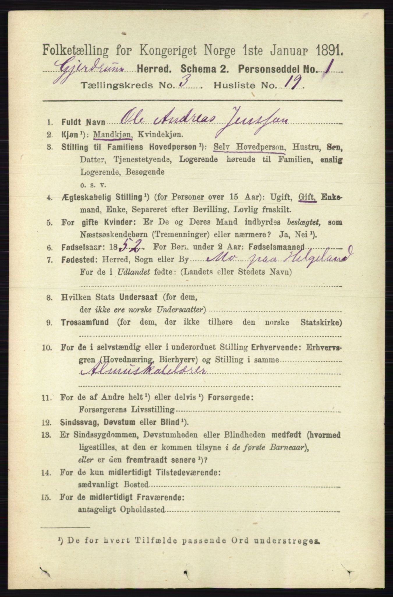 RA, 1891 census for 0234 Gjerdrum, 1891, p. 1361
