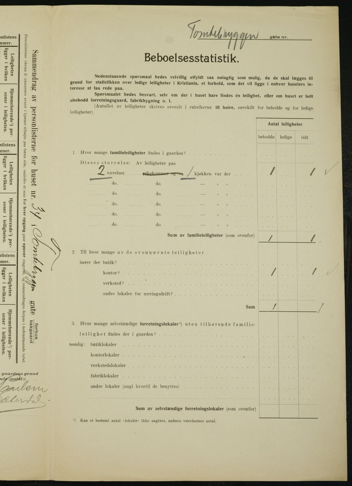 OBA, Municipal Census 1910 for Kristiania, 1910, p. 107622