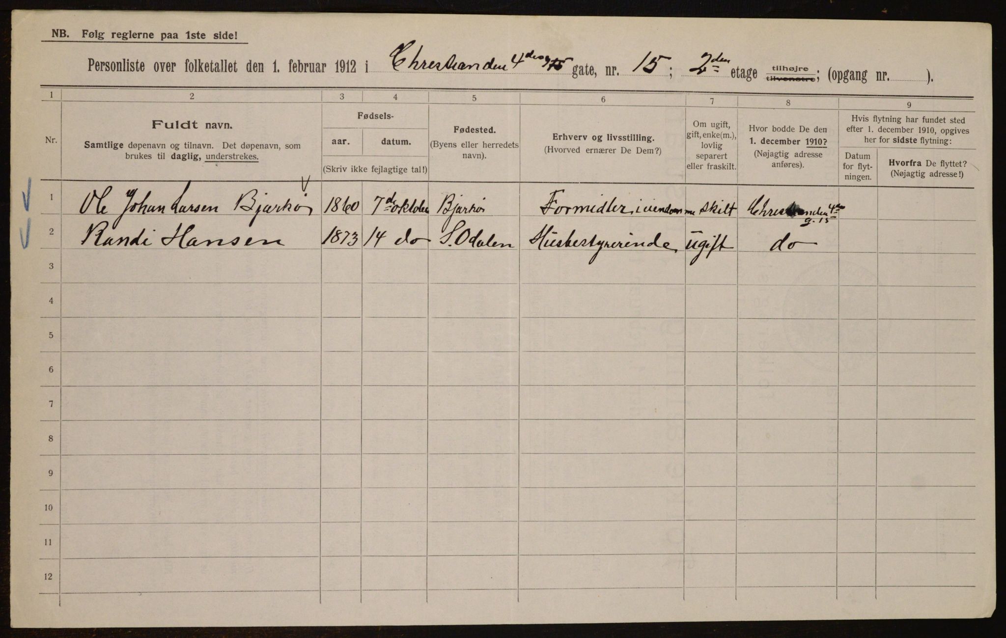 OBA, Municipal Census 1912 for Kristiania, 1912, p. 54474