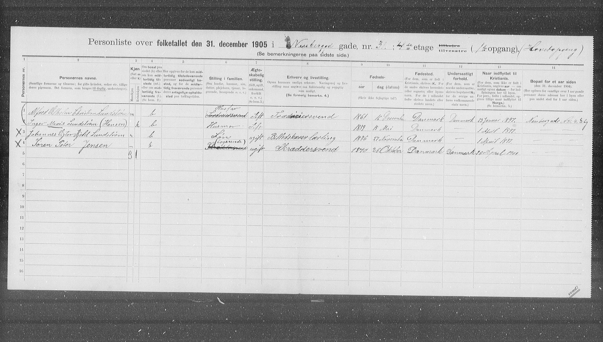 OBA, Municipal Census 1905 for Kristiania, 1905, p. 36864