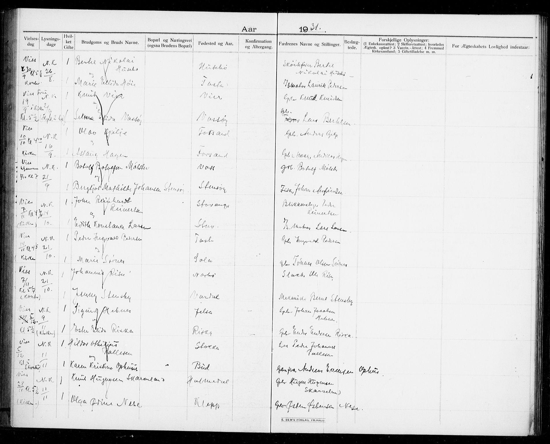 Hetland sokneprestkontor, AV/SAST-A-101826/70/705BA/L0005: Banns register no. 705.BA.5, 1911-1935