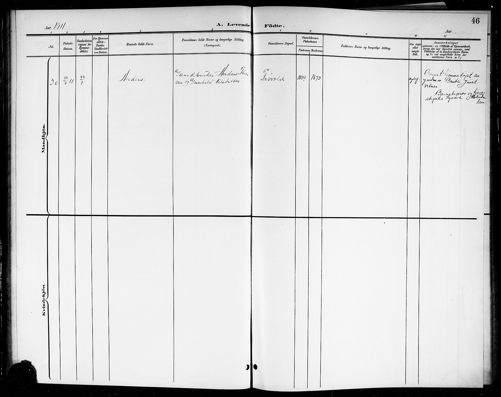 Sigdal kirkebøker, SAKO/A-245/G/Gb/L0003: Parish register (copy) no. II 3, 1901-1916, p. 46