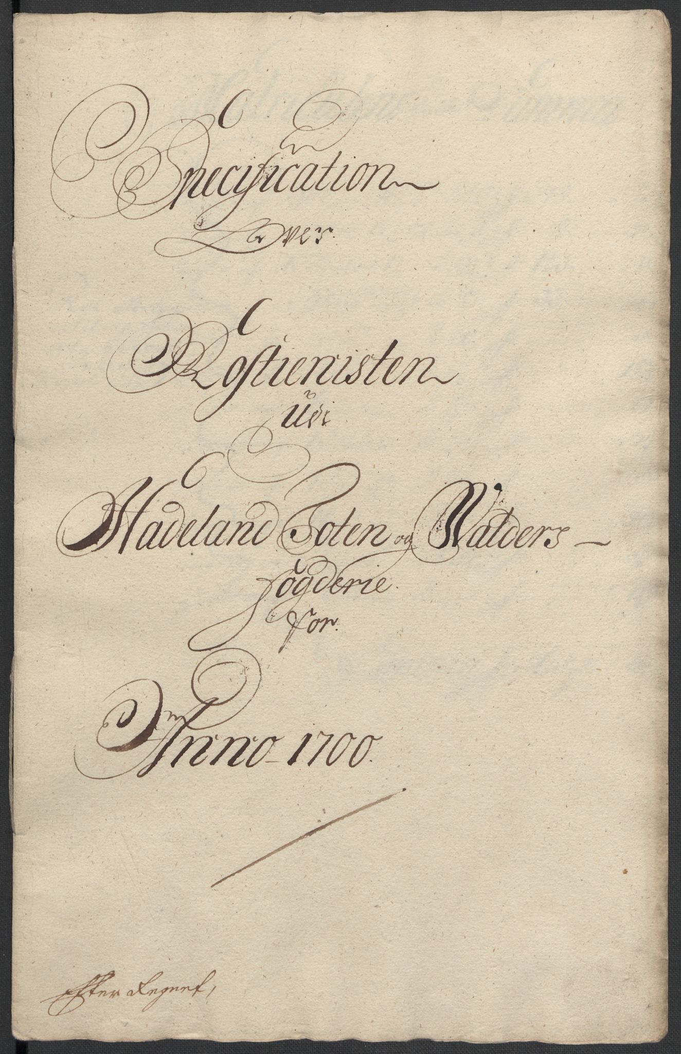 Rentekammeret inntil 1814, Reviderte regnskaper, Fogderegnskap, AV/RA-EA-4092/R18/L1298: Fogderegnskap Hadeland, Toten og Valdres, 1700, p. 416