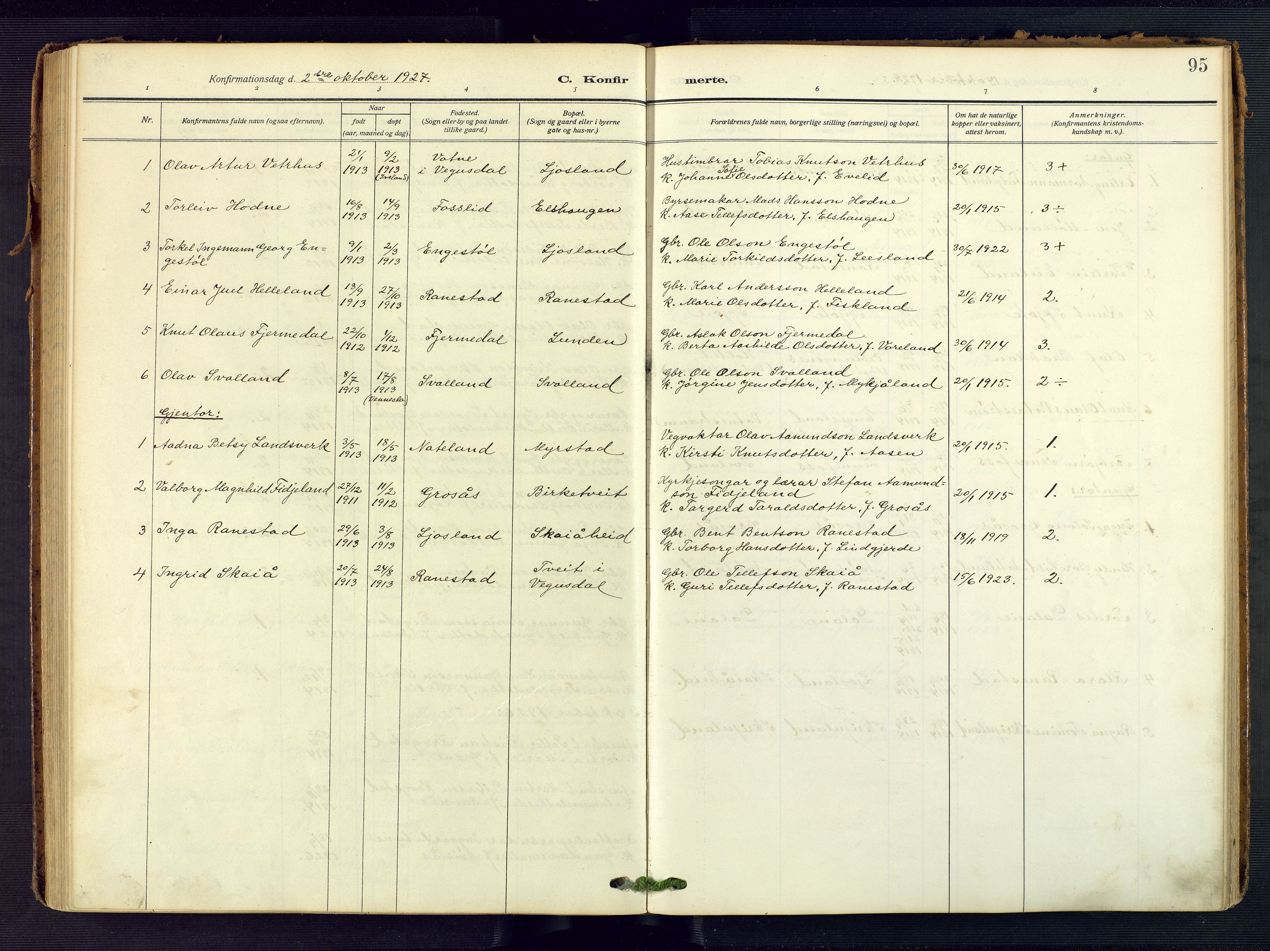 Evje sokneprestkontor, AV/SAK-1111-0008/F/Fa/Fac/L0004: Parish register (official) no. A 4, 1910-1932, p. 95