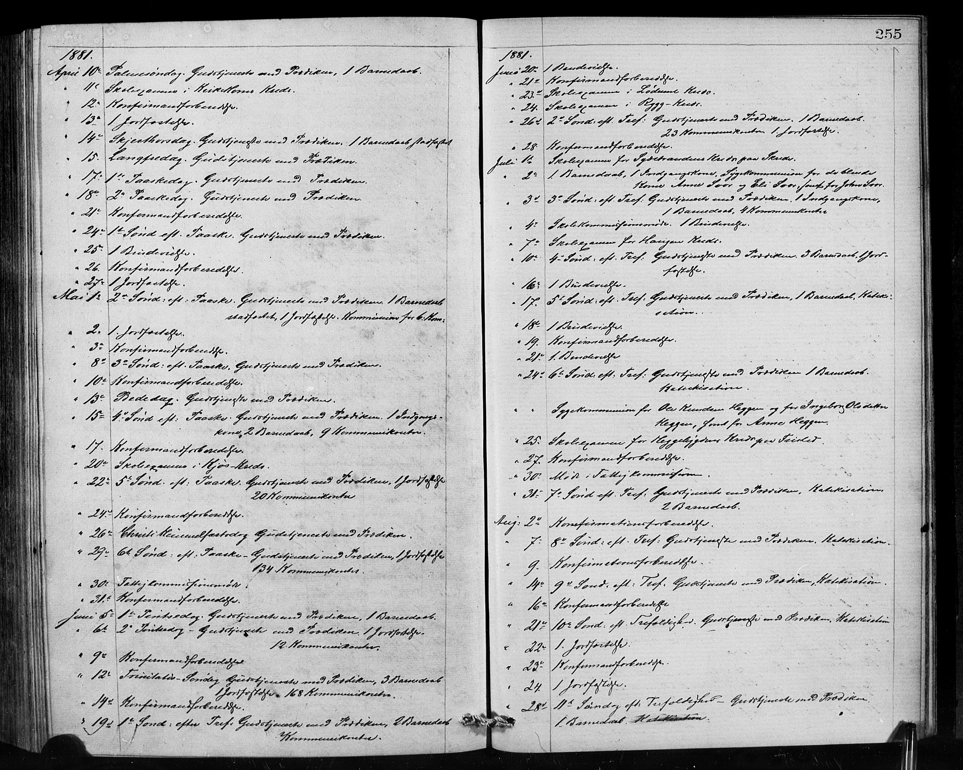 Hornindal sokneprestembete, SAB/A-82401/H/Hab: Parish register (copy) no. A 1, 1876-1894, p. 255