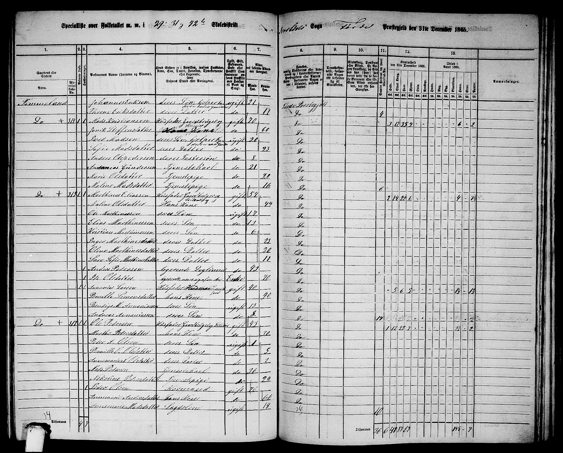 RA, 1865 census for Førde, 1865, p. 229