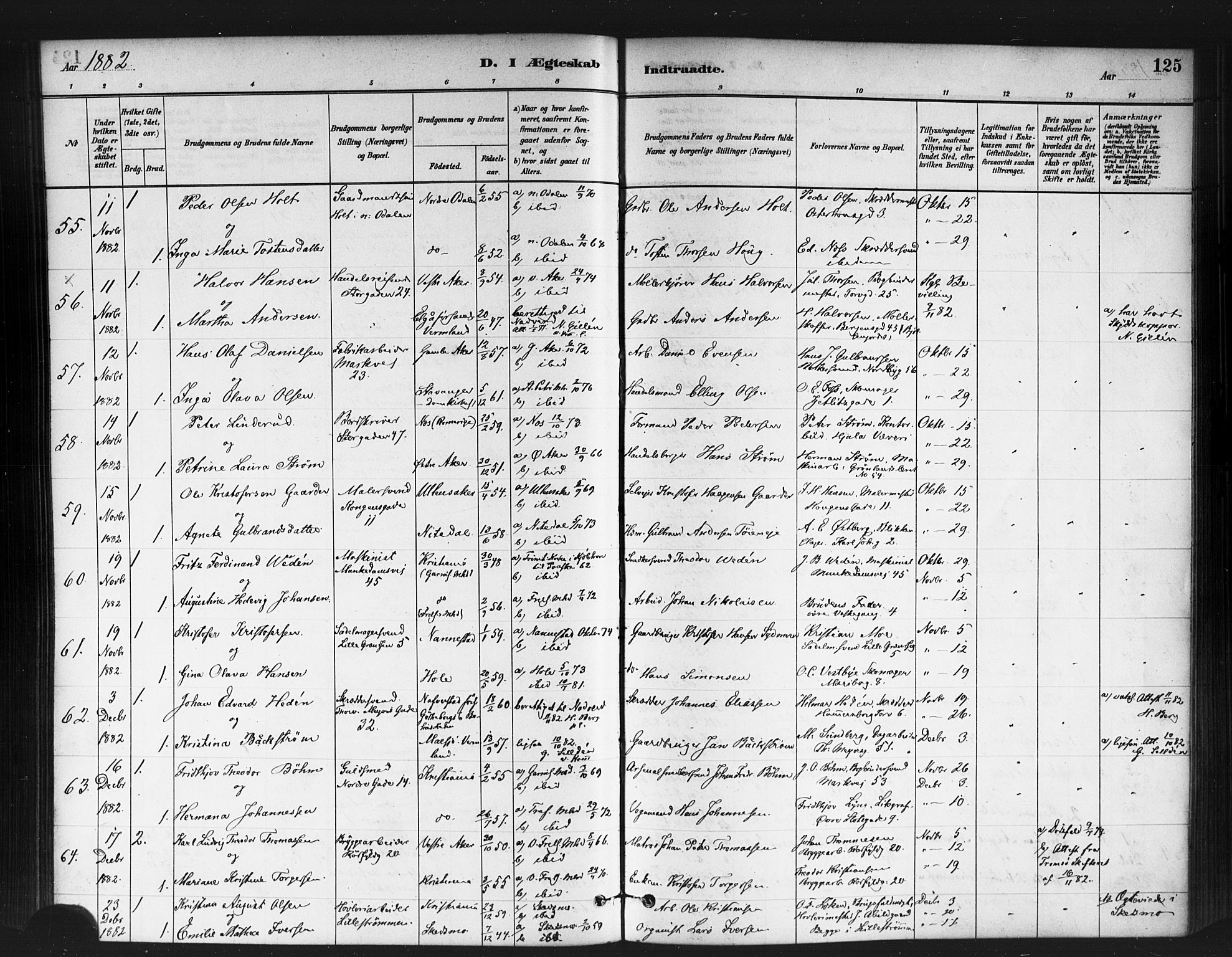 Jakob prestekontor Kirkebøker, AV/SAO-A-10850/F/Fa/L0004: Parish register (official) no. 4, 1880-1894, p. 125