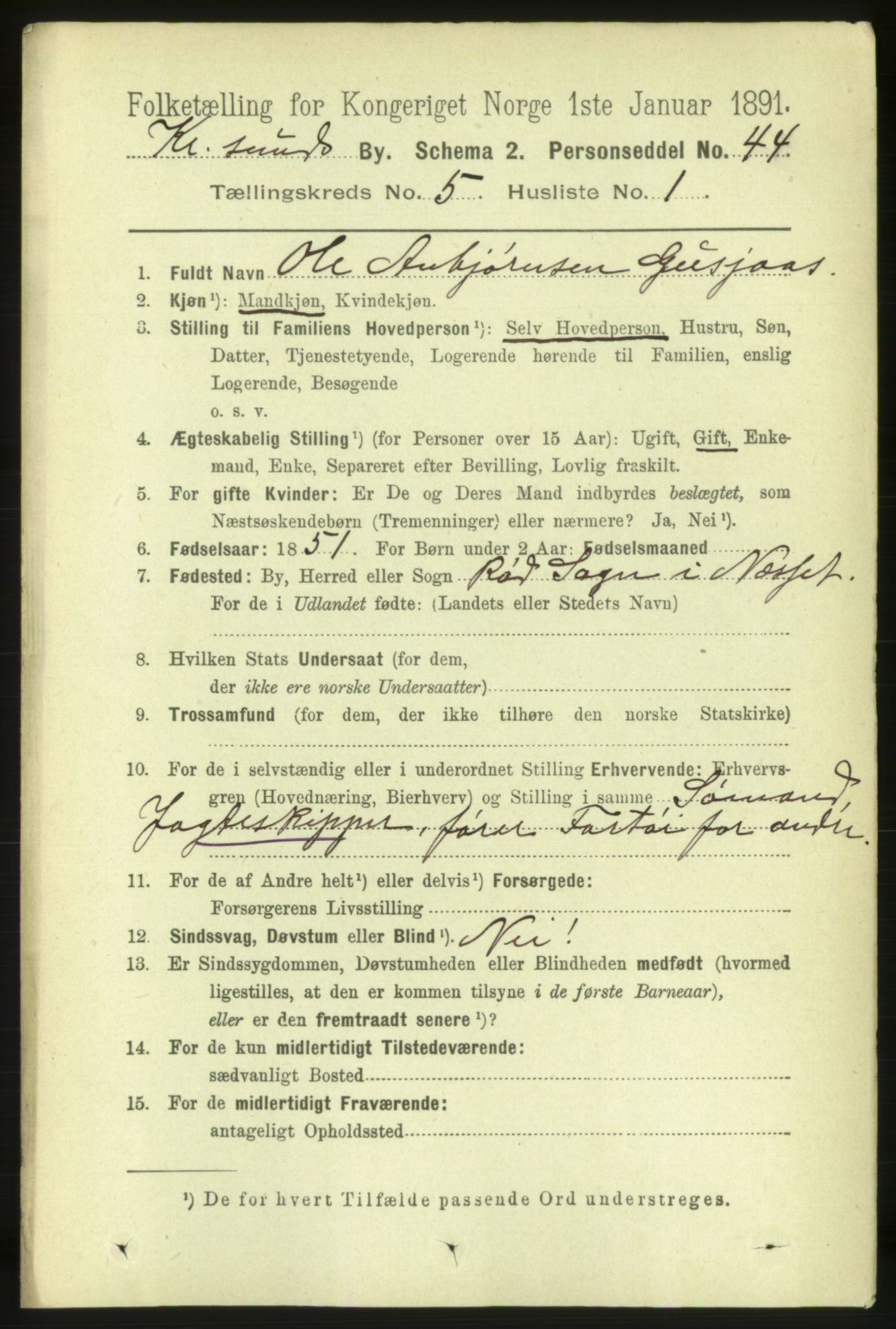 RA, 1891 census for 1503 Kristiansund, 1891, p. 4294