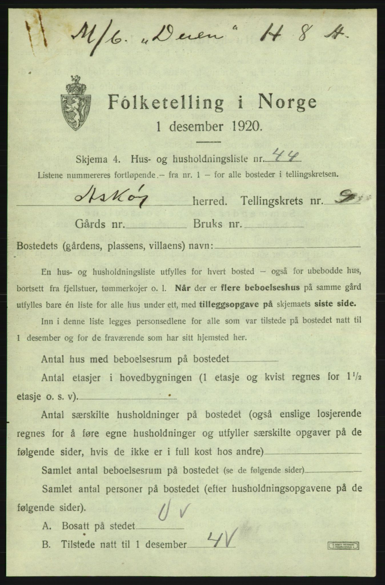 SAB, 1920 census for Askøy, 1920, p. 3364