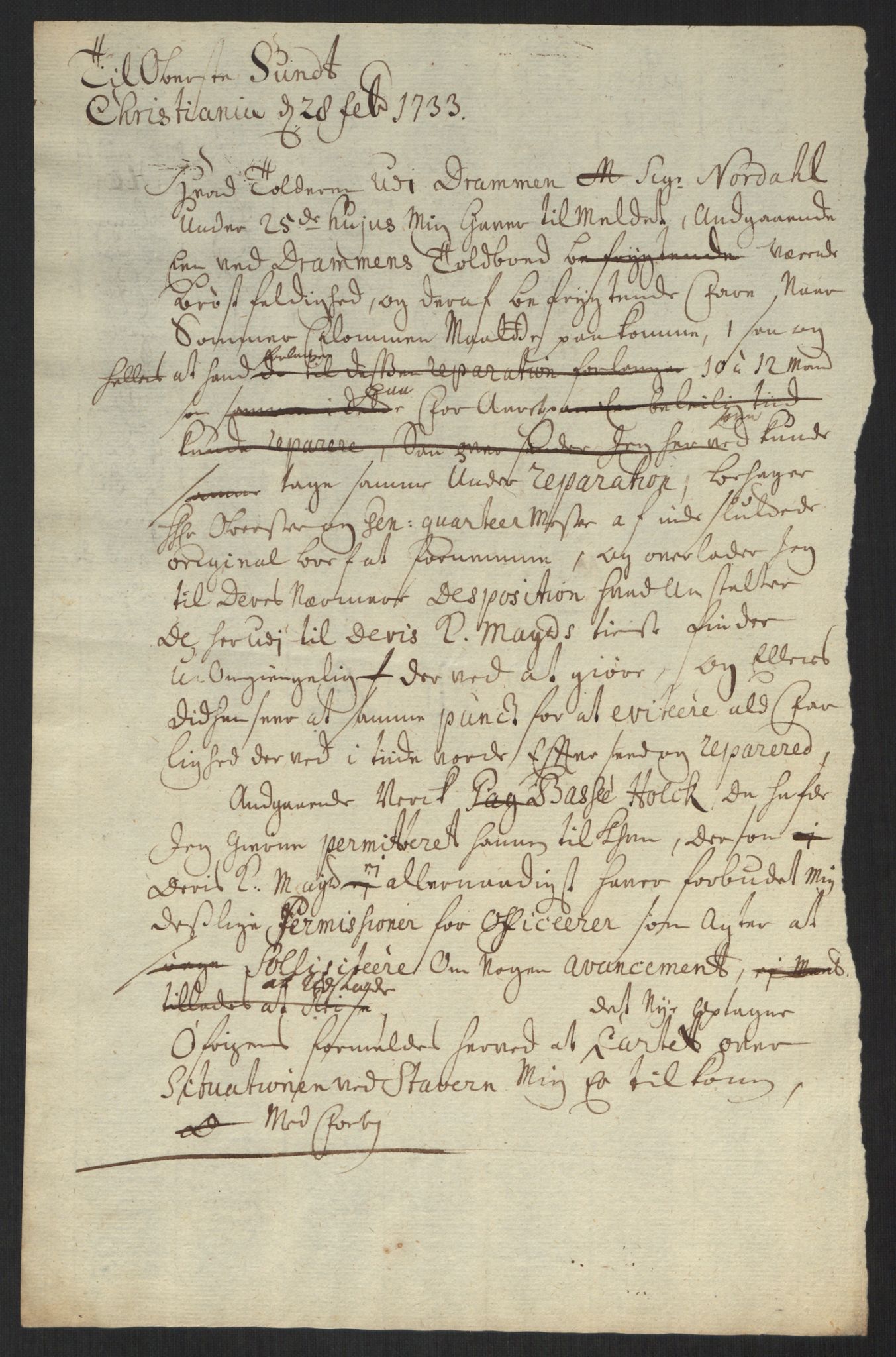 Kommanderende general (KG I) med Det norske krigsdirektorium, AV/RA-EA-5419/B/L0013: Kommanderende generals konsepter, 1730-1733, p. 595