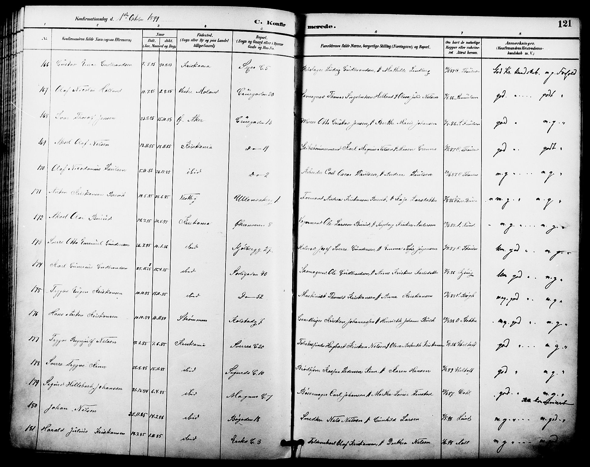 Kampen prestekontor Kirkebøker, AV/SAO-A-10853/F/Fa/L0008: Parish register (official) no. I 8, 1892-1902, p. 121