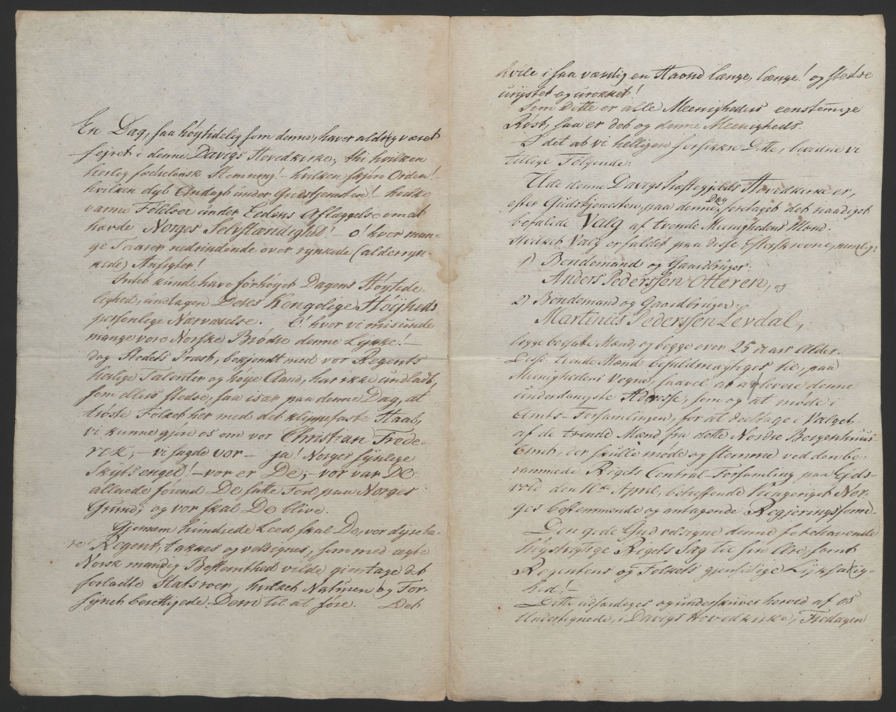 Statsrådssekretariatet, RA/S-1001/D/Db/L0008: Fullmakter for Eidsvollsrepresentantene i 1814. , 1814, p. 313