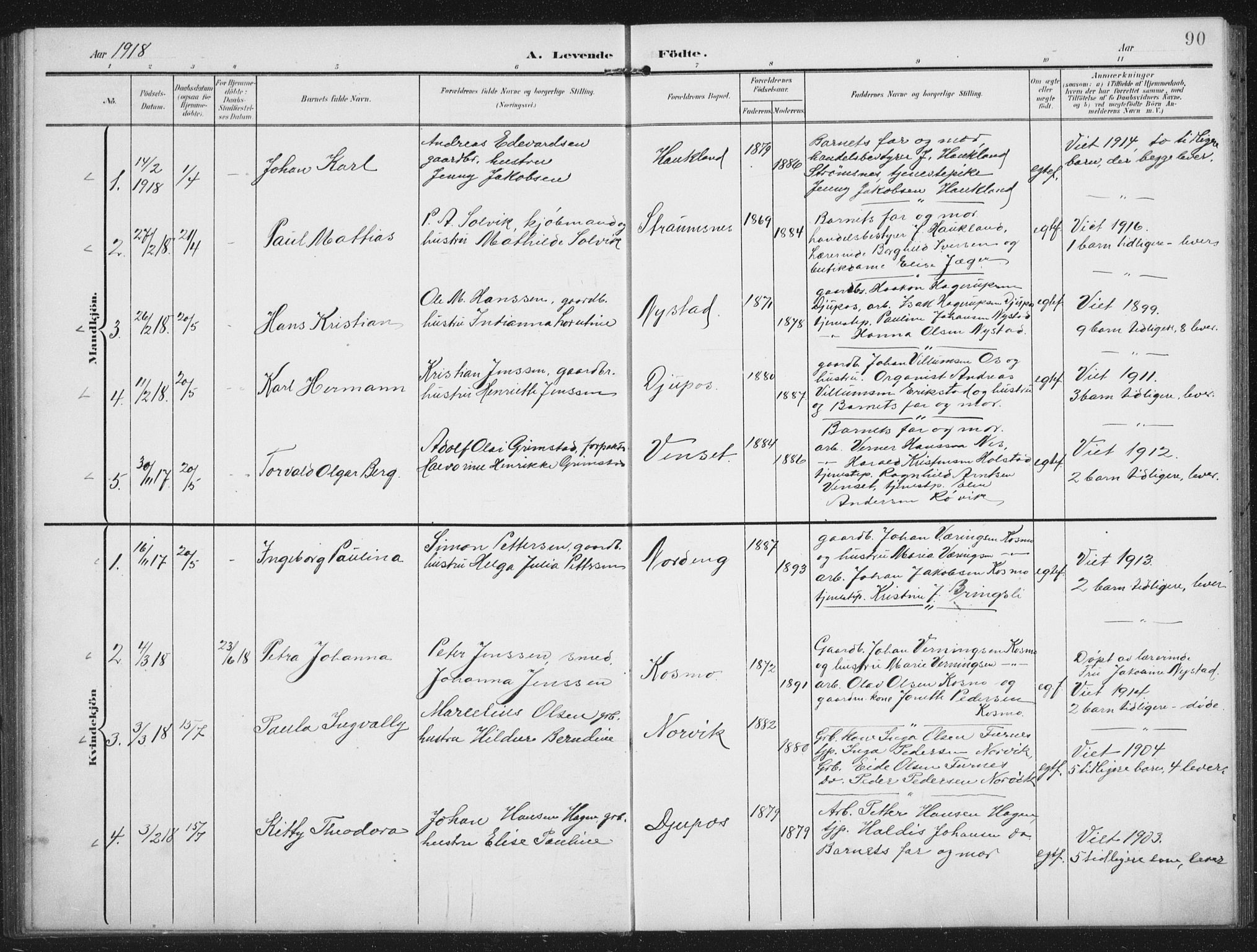 Ministerialprotokoller, klokkerbøker og fødselsregistre - Nordland, AV/SAT-A-1459/851/L0726: Parish register (copy) no. 851C01, 1902-1924, p. 90