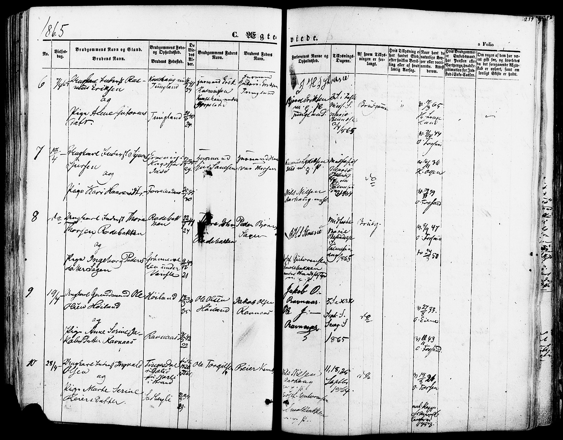 Strand sokneprestkontor, AV/SAST-A-101828/H/Ha/Haa/L0007: Parish register (official) no. A 7, 1855-1881, p. 234