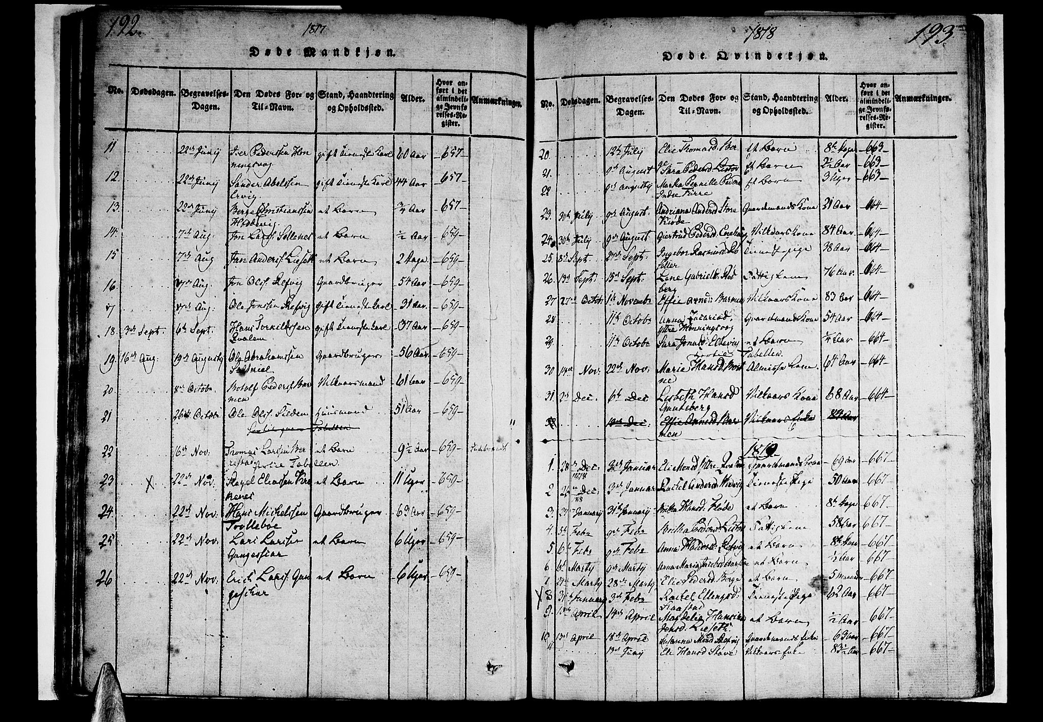 Selje sokneprestembete, SAB/A-99938/H/Ha/Haa/Haaa: Parish register (official) no. A 8, 1816-1828, p. 192-193