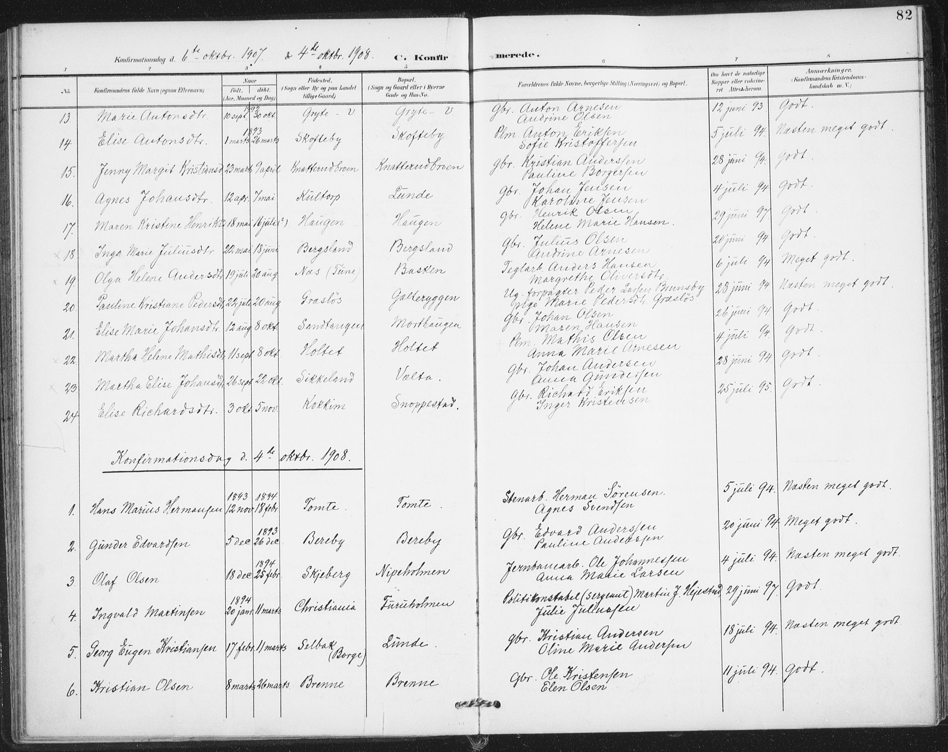 Varteig prestekontor Kirkebøker, SAO/A-10447a/F/Fa/L0003: Parish register (official) no. 3, 1899-1919, p. 82