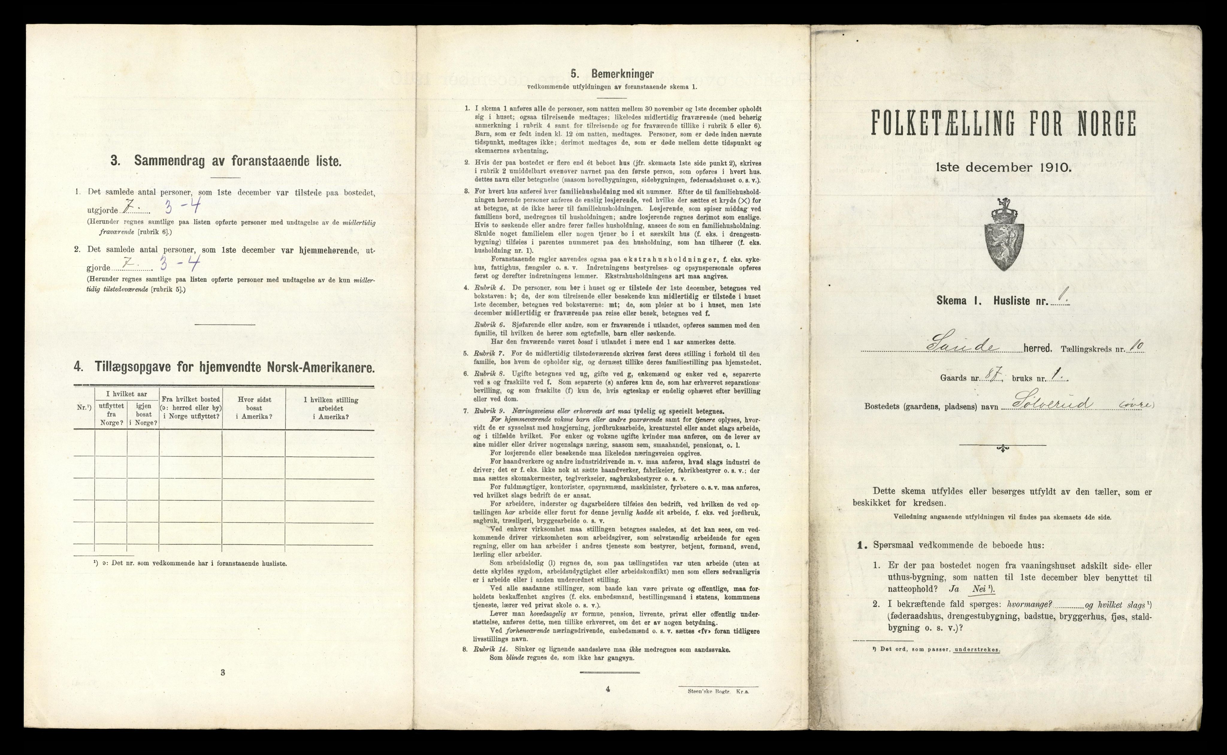 RA, 1910 census for Sauherad, 1910, p. 1019