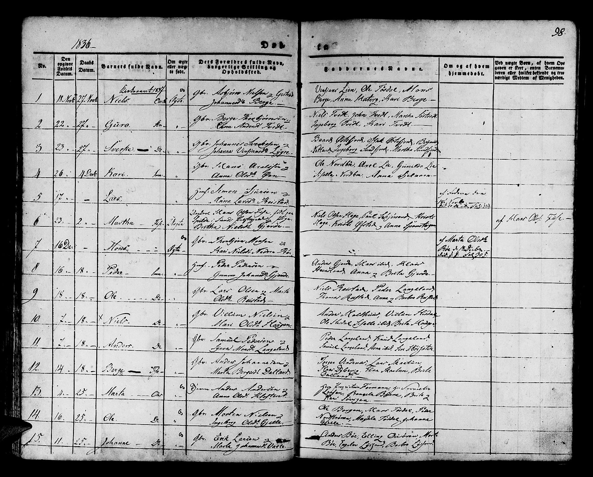 Os sokneprestembete, SAB/A-99929: Parish register (official) no. A 14, 1826-1839, p. 98