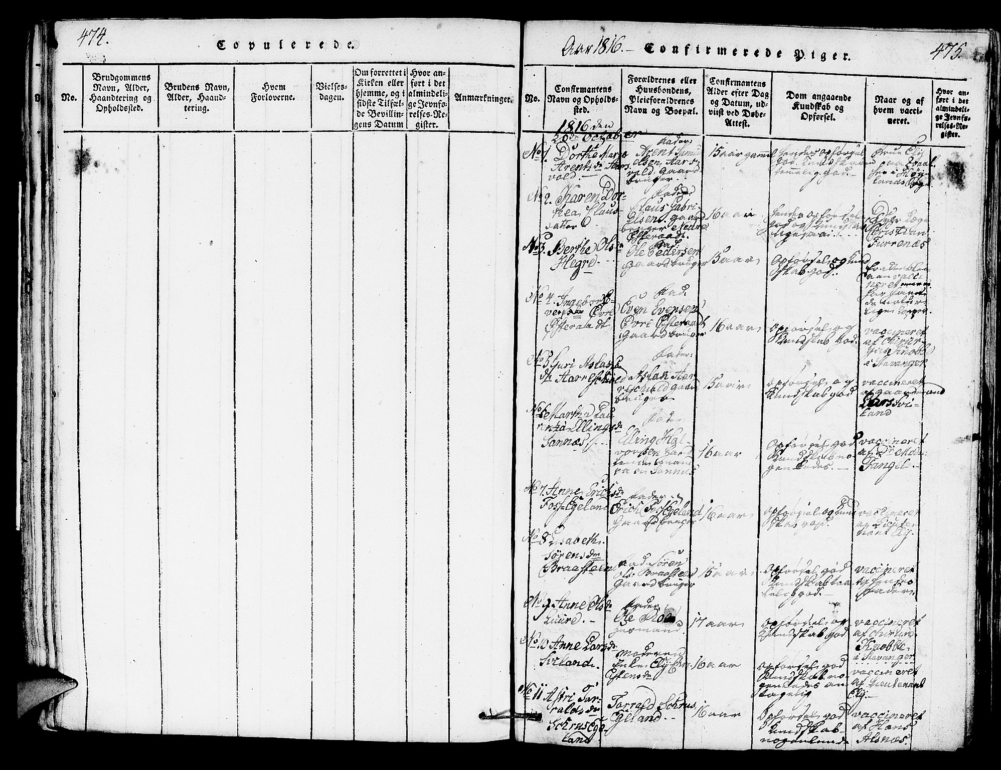 Høyland sokneprestkontor, SAST/A-101799/001/30BA/L0006: Parish register (official) no. A 6, 1815-1825, p. 474-475