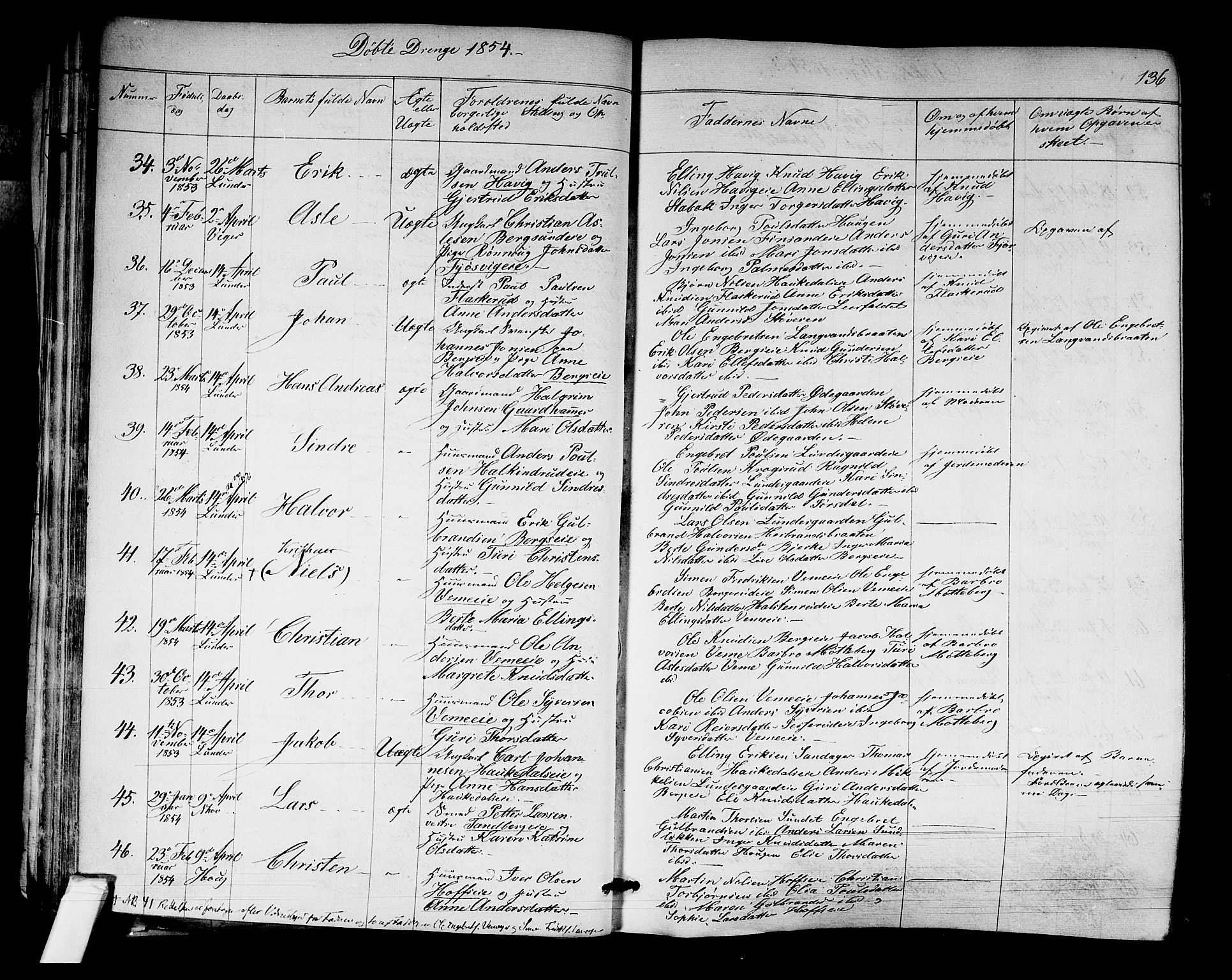 Norderhov kirkebøker, SAKO/A-237/F/Fa/L0011: Parish register (official) no. 11, 1847-1856, p. 136