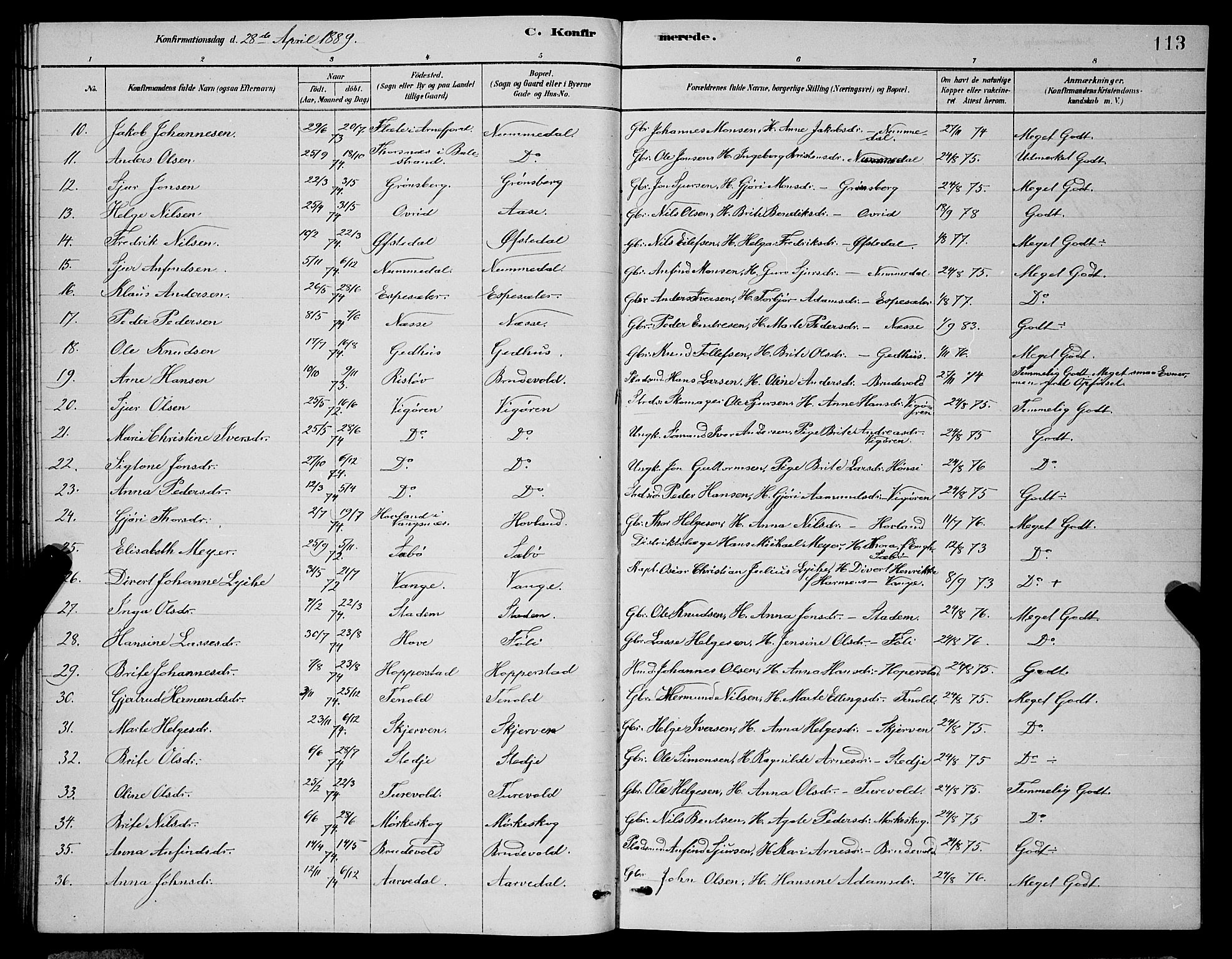 Vik sokneprestembete, AV/SAB-A-81501/H/Hab/Haba/L0003: Parish register (copy) no. A 3, 1878-1894, p. 113