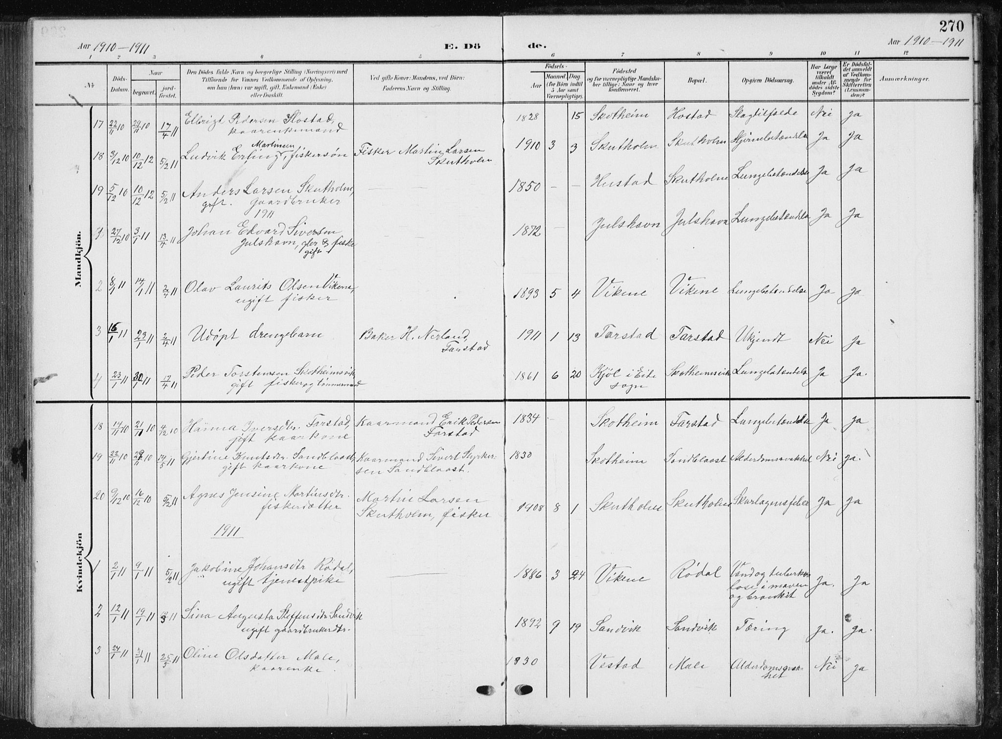 Ministerialprotokoller, klokkerbøker og fødselsregistre - Møre og Romsdal, AV/SAT-A-1454/567/L0784: Parish register (copy) no. 567C04, 1903-1938, p. 270