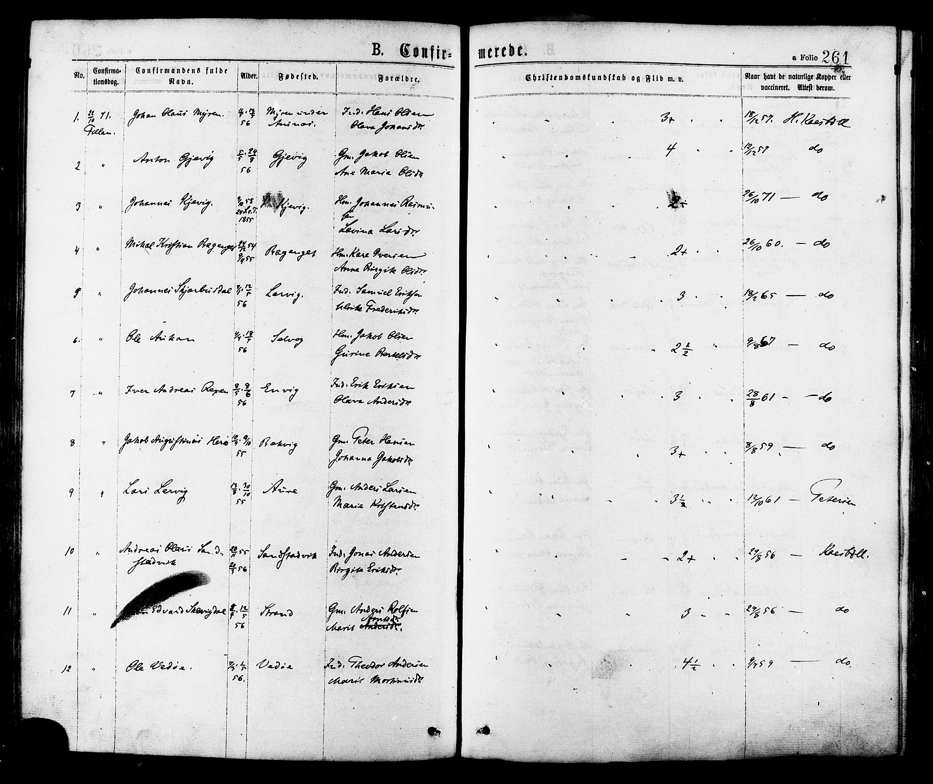 Ministerialprotokoller, klokkerbøker og fødselsregistre - Sør-Trøndelag, AV/SAT-A-1456/634/L0532: Parish register (official) no. 634A08, 1871-1881, p. 261