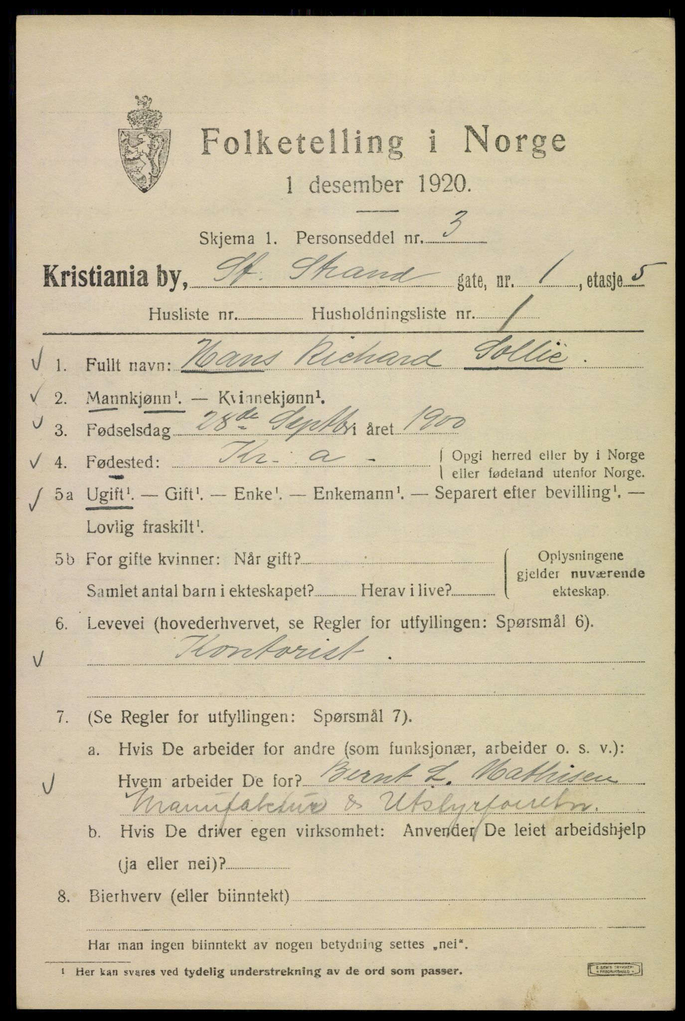 SAO, 1920 census for Kristiania, 1920, p. 547815