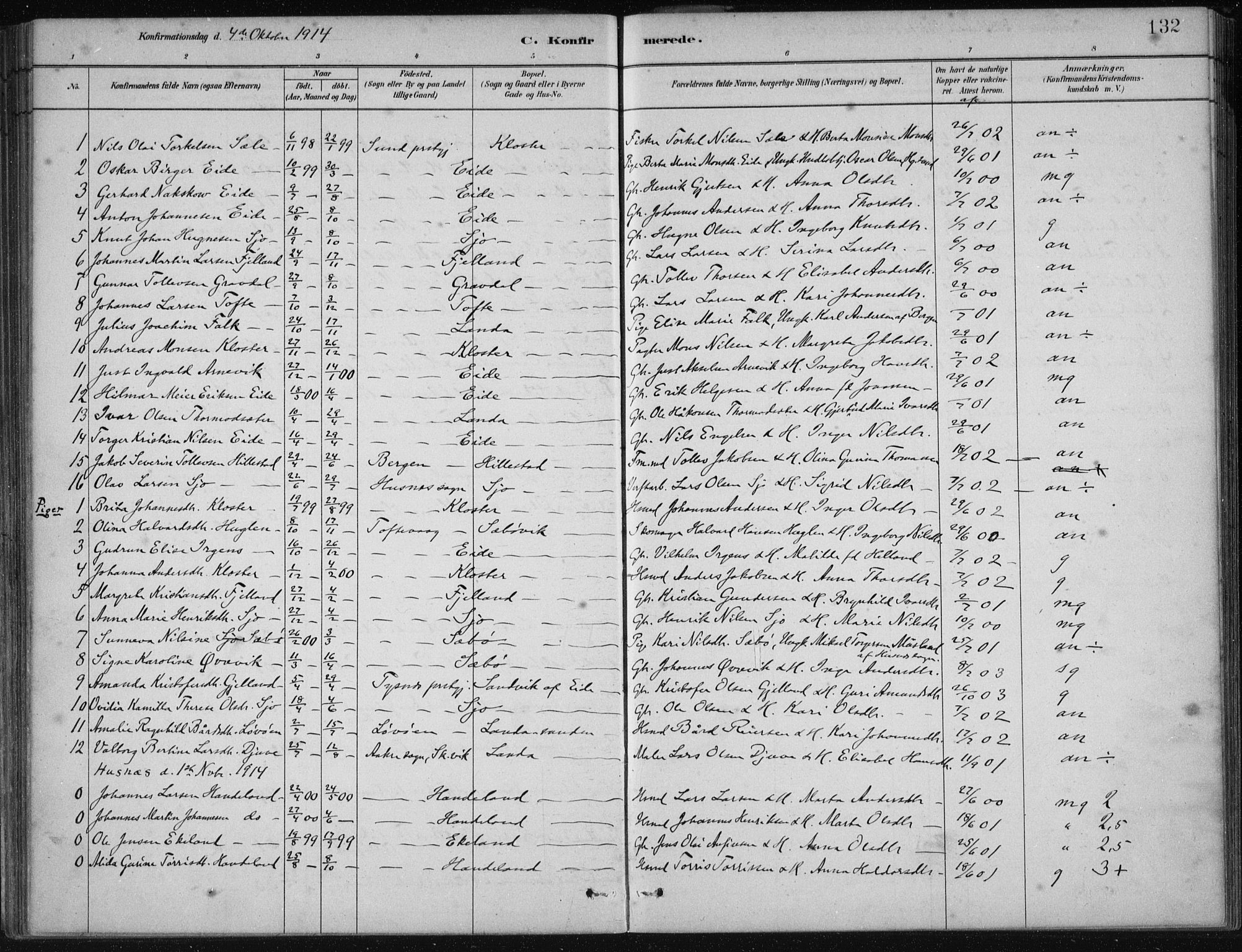 Fjelberg sokneprestembete, SAB/A-75201/H/Haa: Parish register (official) no. C  1, 1879-1918, p. 132
