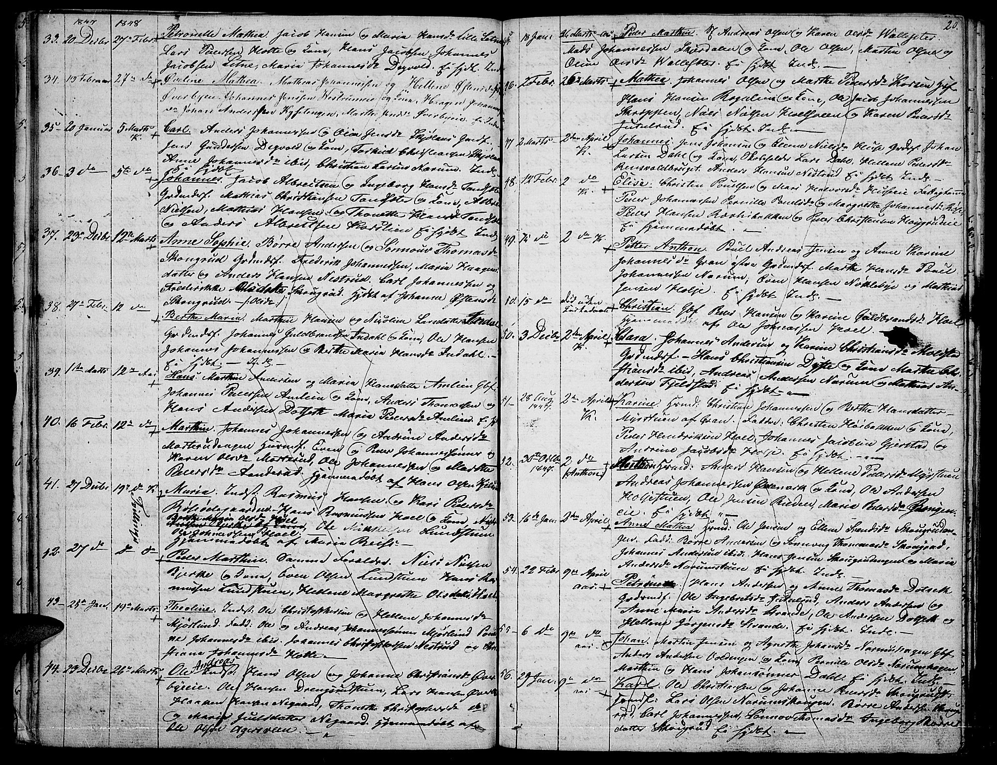 Vestre Toten prestekontor, AV/SAH-PREST-108/H/Ha/Hab/L0003: Parish register (copy) no. 3, 1846-1854, p. 20