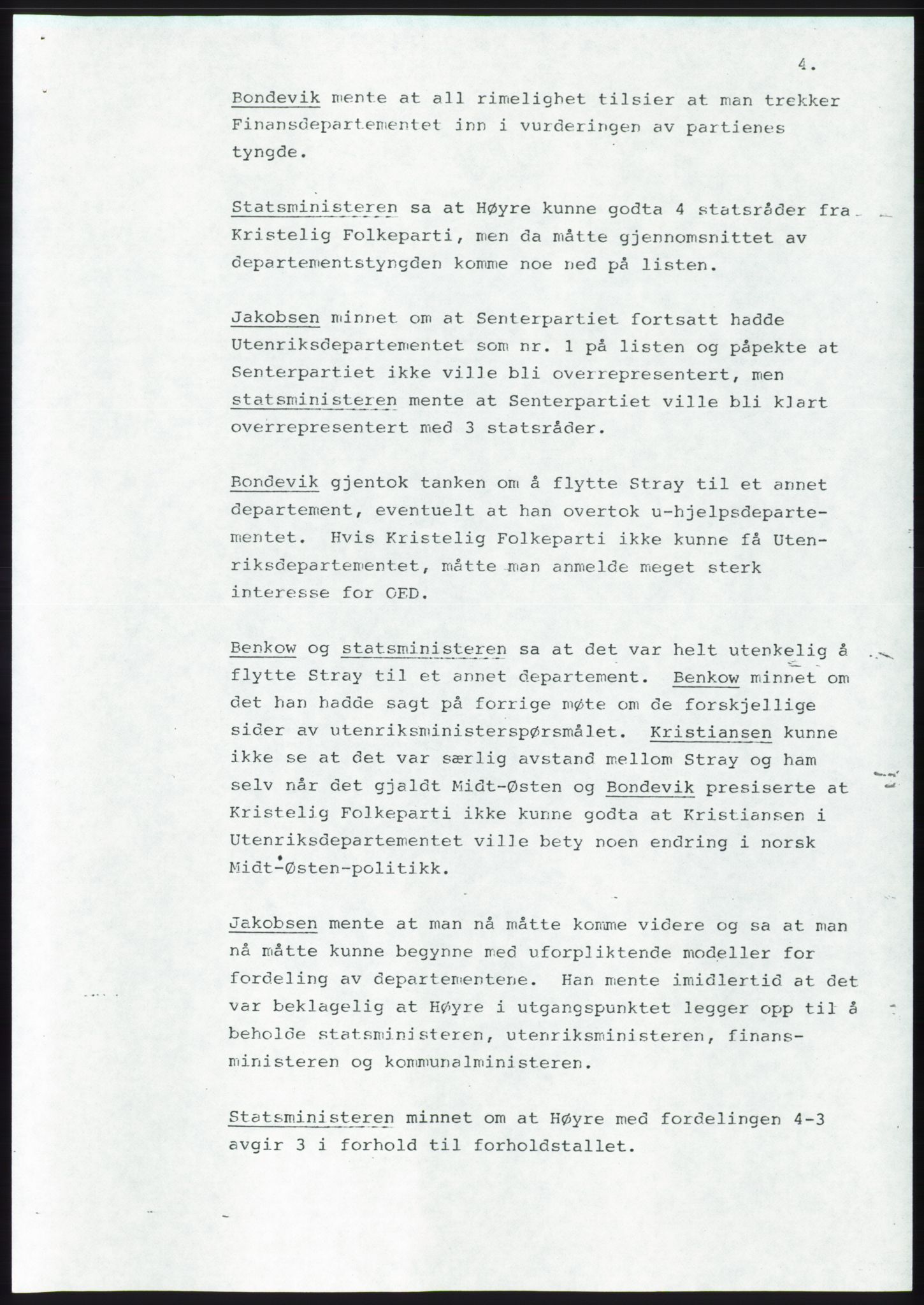 Forhandlingsmøtene 1983 mellom Høyre, KrF og Senterpartiet om dannelse av regjering, AV/RA-PA-0696/A/L0001: Forhandlingsprotokoll, 1983, p. 42