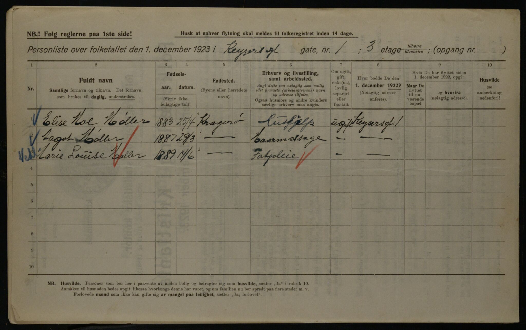 OBA, Municipal Census 1923 for Kristiania, 1923, p. 54951