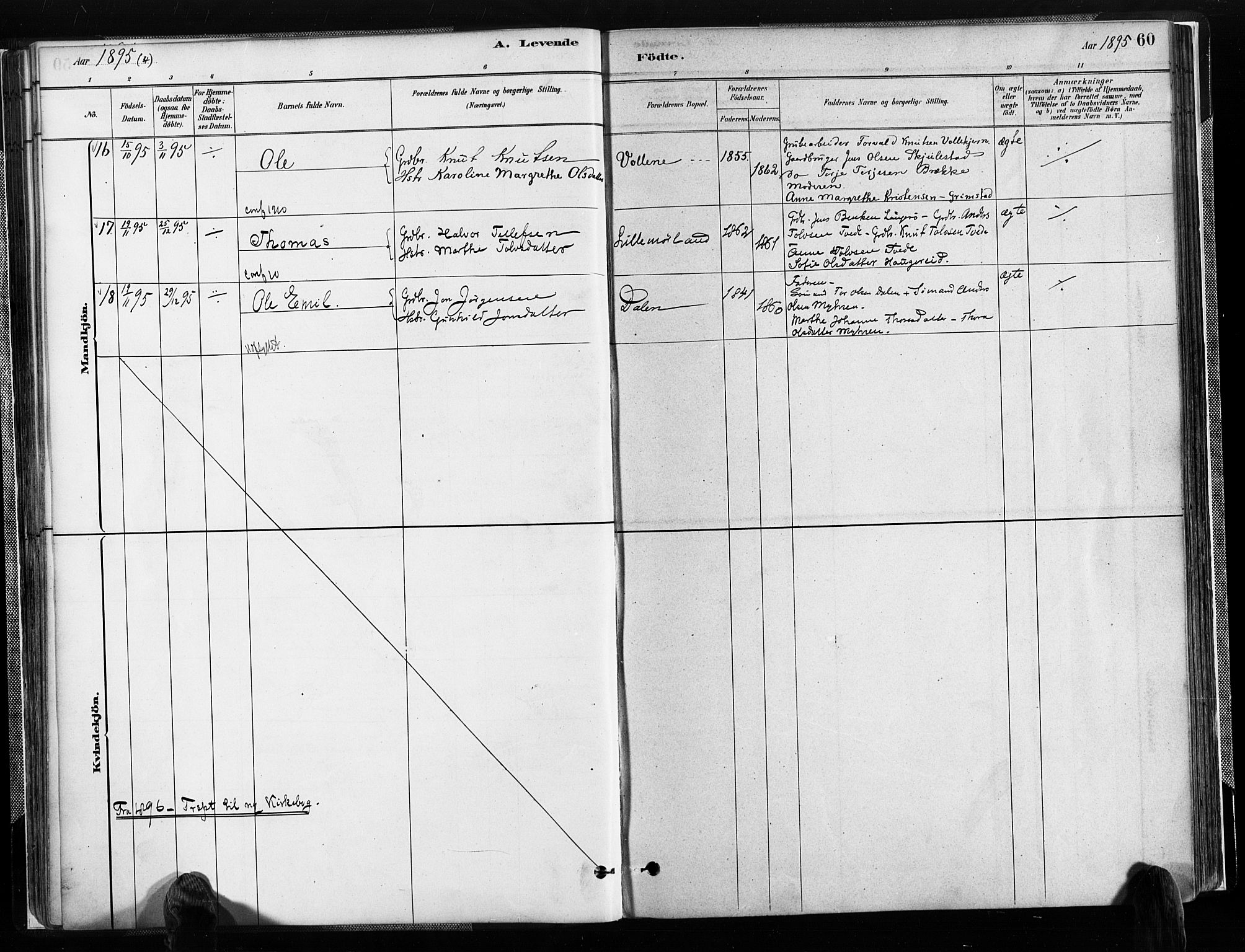 Austre Moland sokneprestkontor, AV/SAK-1111-0001/F/Fa/Faa/L0010: Parish register (official) no. A 10, 1880-1904, p. 60