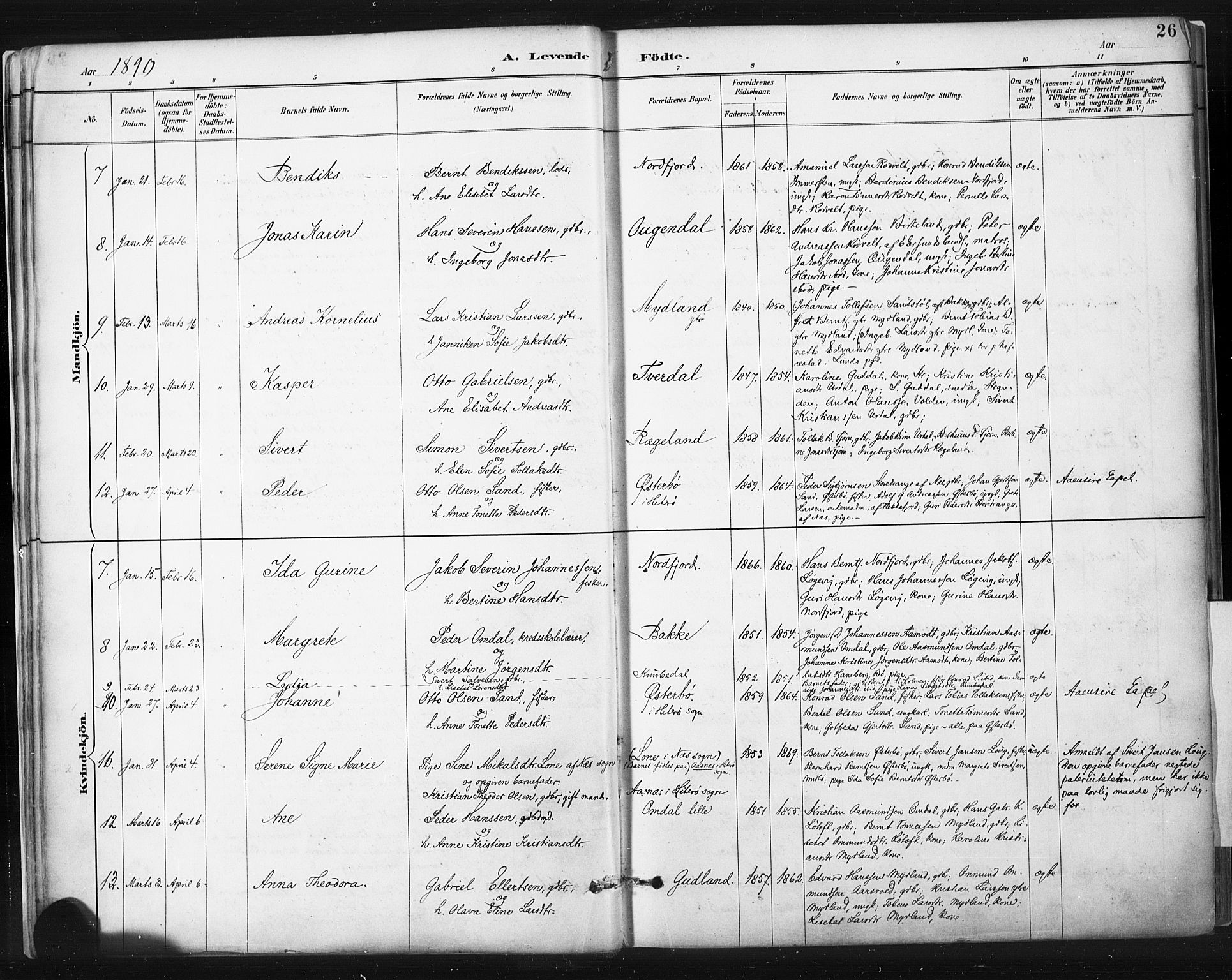 Sokndal sokneprestkontor, AV/SAST-A-101808: Parish register (official) no. A 11.1, 1887-1905, p. 26