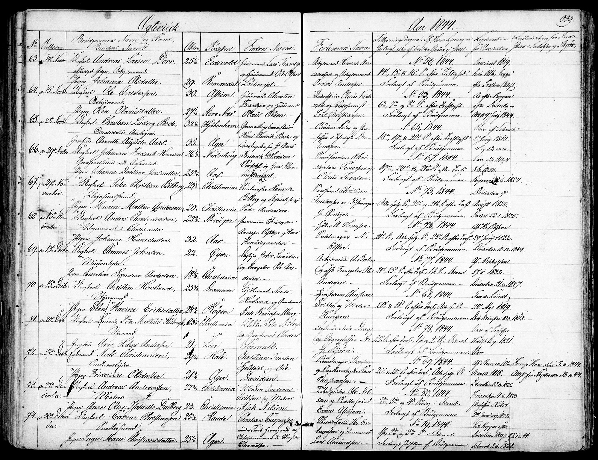 Garnisonsmenigheten Kirkebøker, SAO/A-10846/F/Fa/L0008: Parish register (official) no. 8, 1842-1859, p. 339