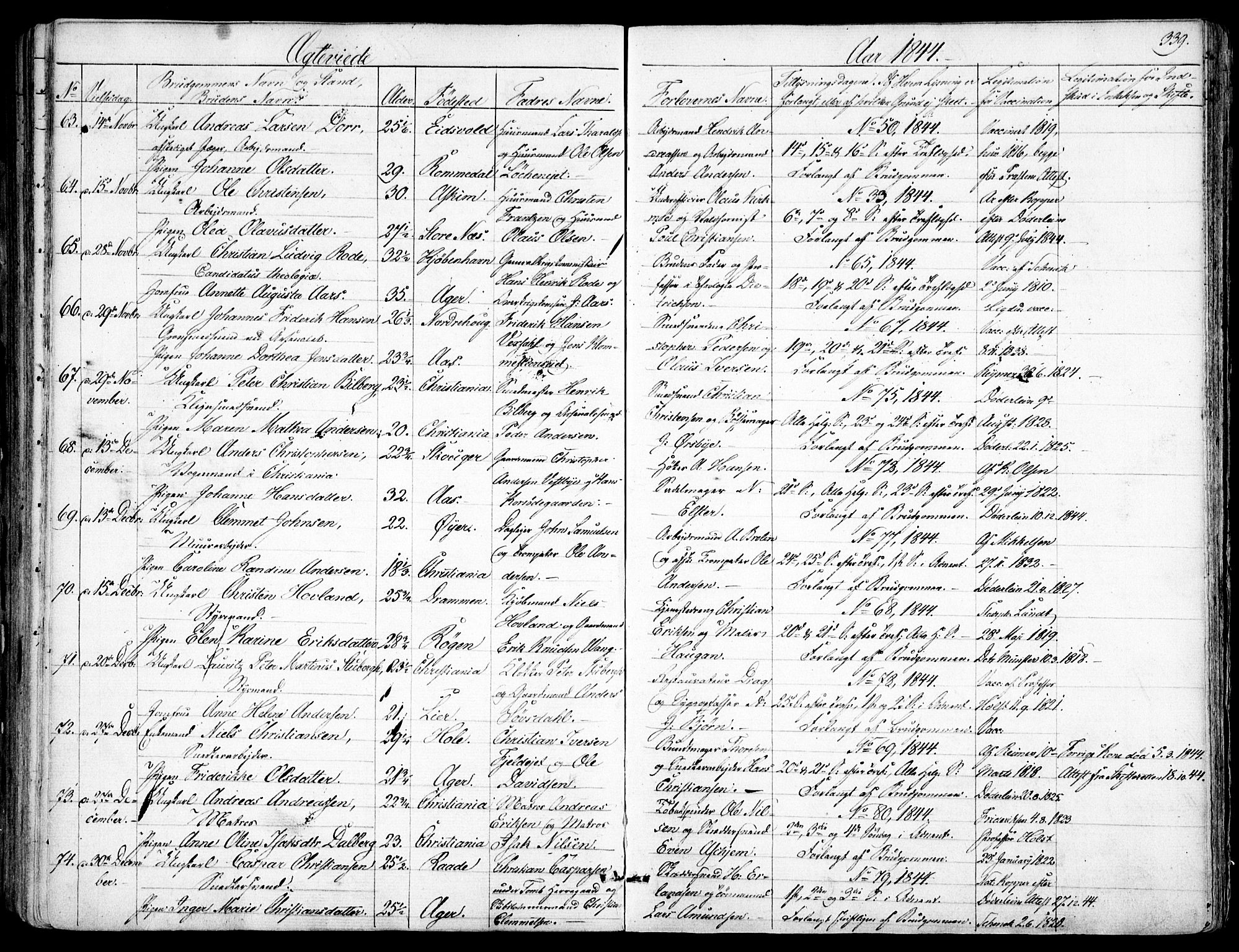 Garnisonsmenigheten Kirkebøker, AV/SAO-A-10846/F/Fa/L0008: Parish register (official) no. 8, 1842-1859, p. 339