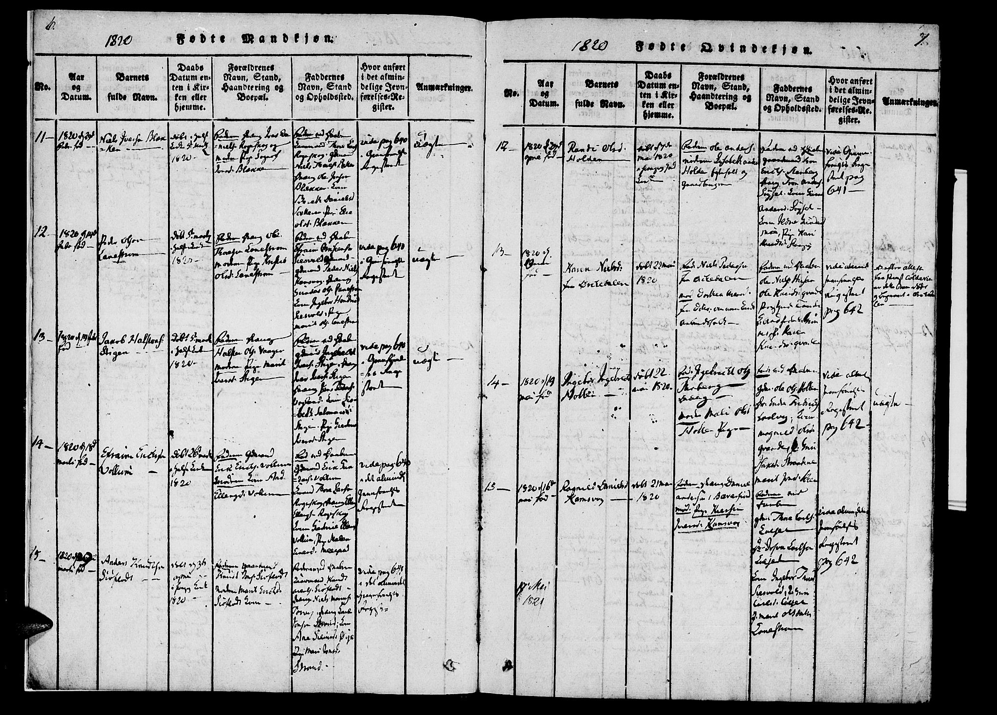 Ministerialprotokoller, klokkerbøker og fødselsregistre - Møre og Romsdal, AV/SAT-A-1454/592/L1023: Parish register (official) no. 592A02, 1820-1830, p. 6-7