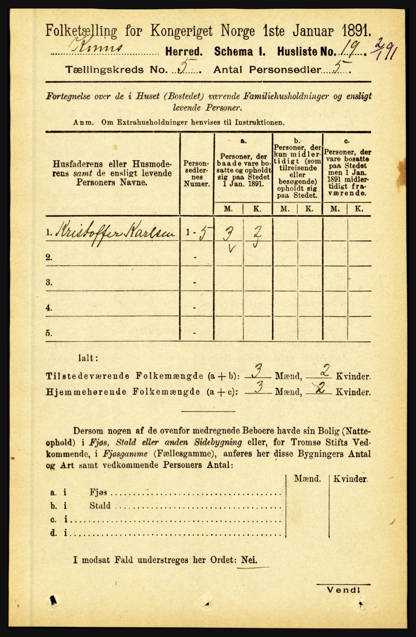RA, 1891 census for 1437 Kinn, 1891, p. 1758