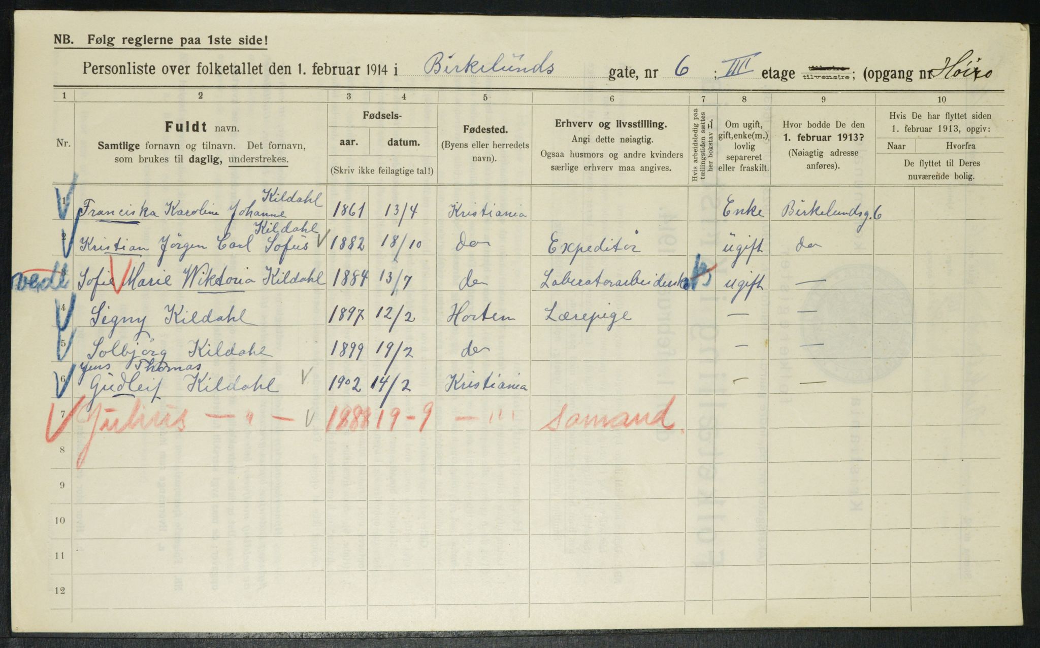 OBA, Municipal Census 1914 for Kristiania, 1914, p. 5170