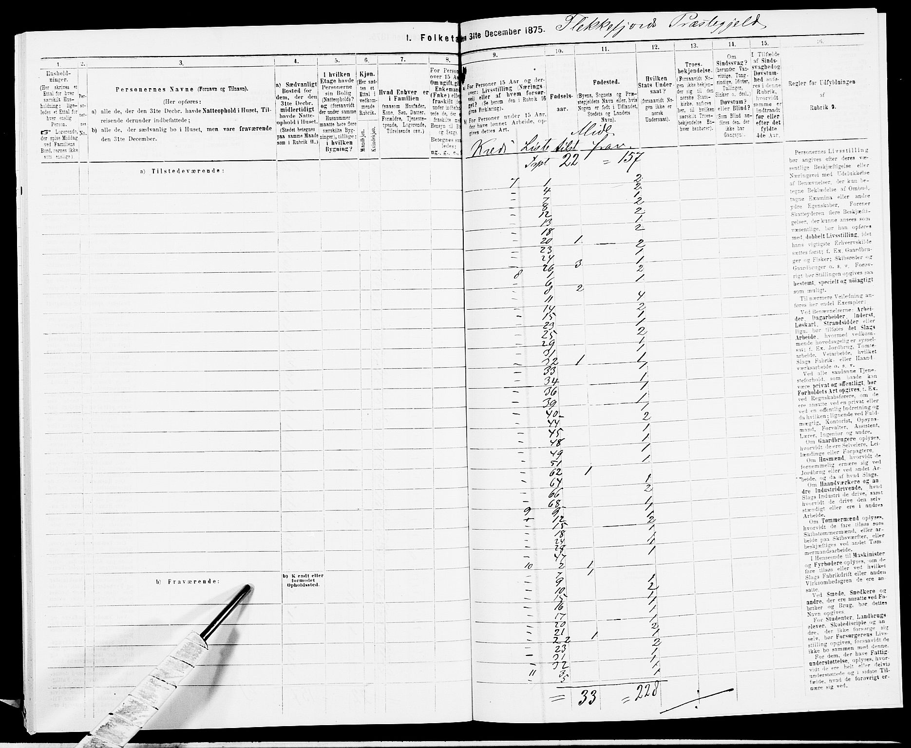 SAK, 1875 census for 1042L Flekkefjord/Nes og Hidra, 1875, p. 70