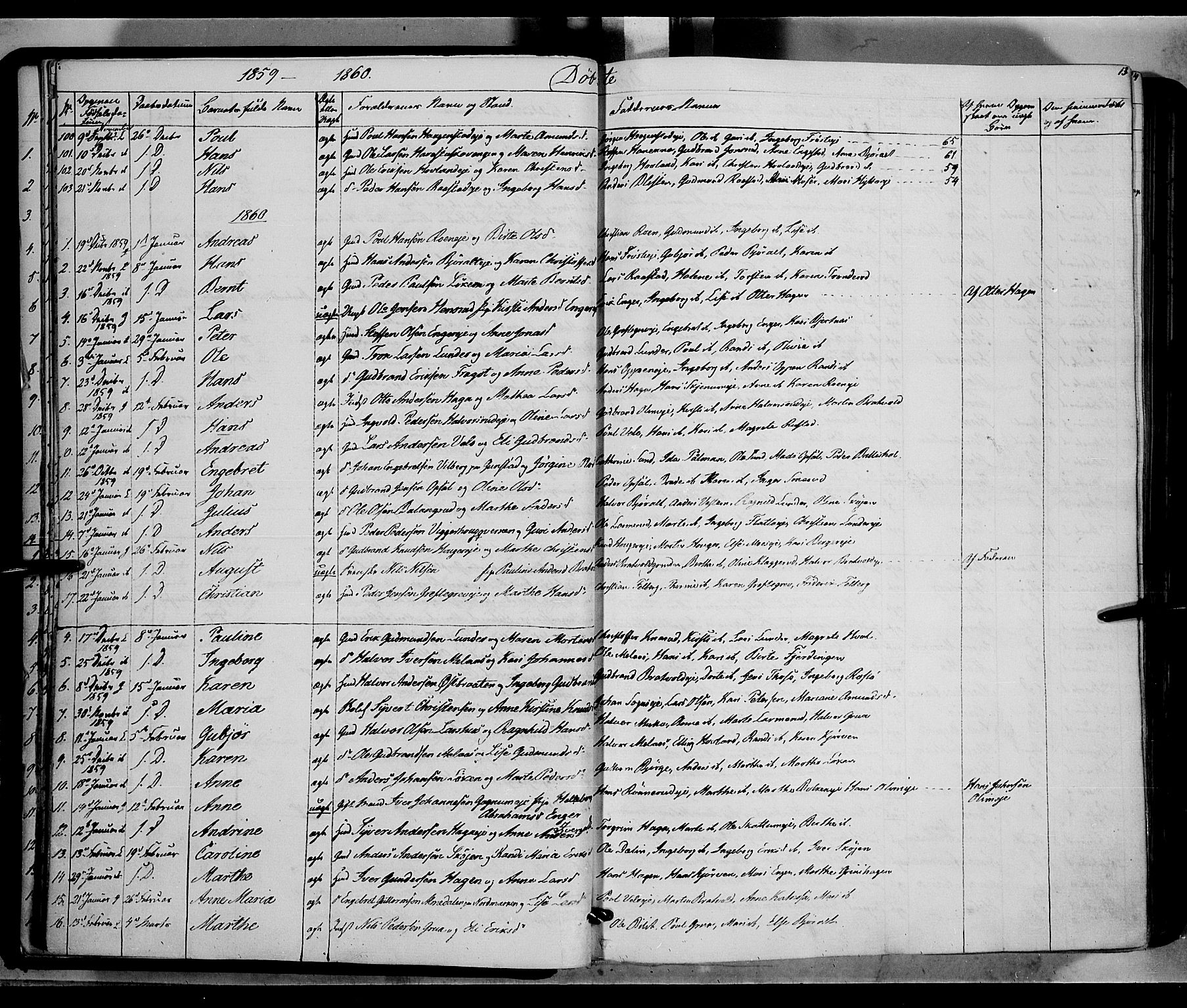 Jevnaker prestekontor, SAH/PREST-116/H/Ha/Haa/L0007: Parish register (official) no. 7, 1858-1876, p. 13