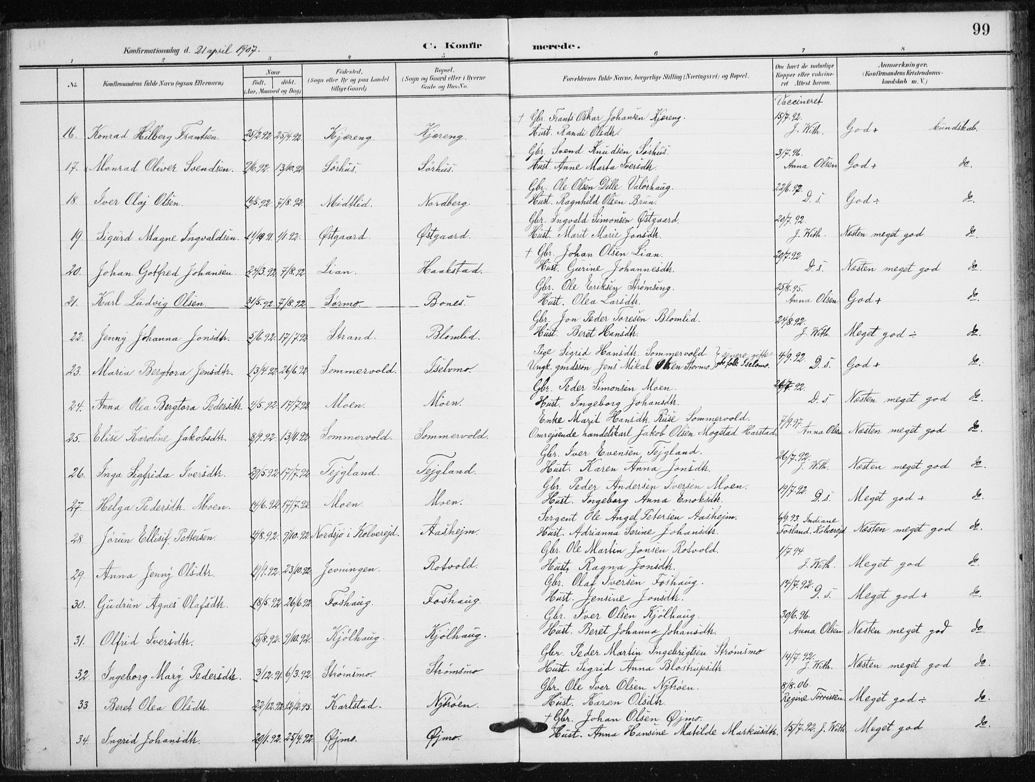 Målselv sokneprestembete, AV/SATØ-S-1311/G/Ga/Gaa/L0013kirke: Parish register (official) no. 13, 1903-1919, p. 99