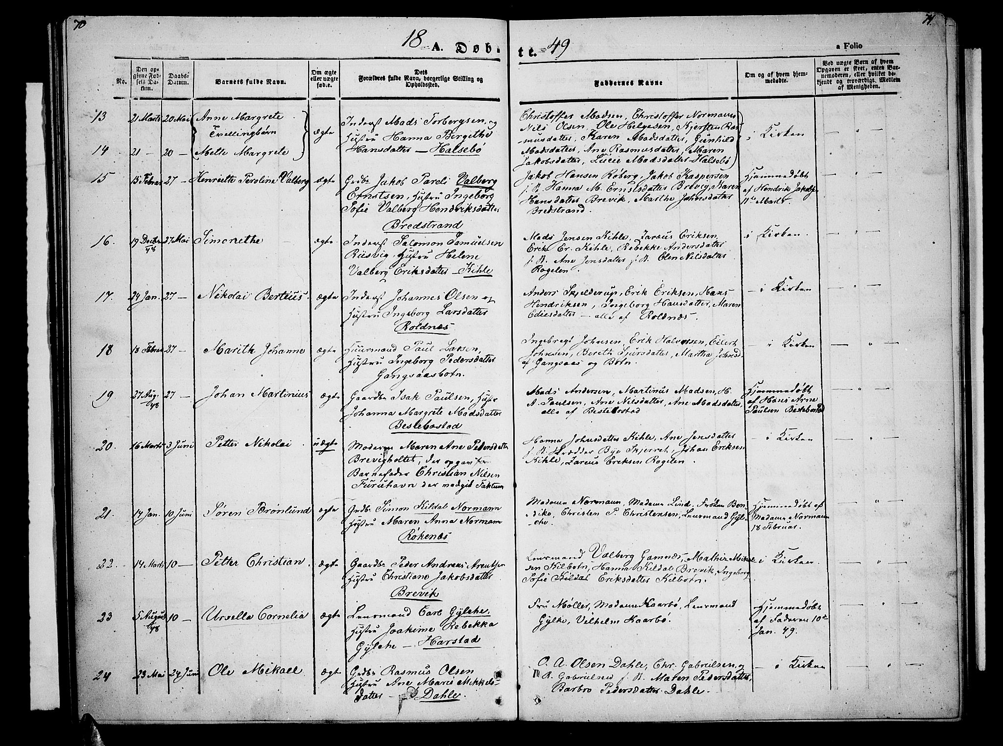 Trondenes sokneprestkontor, AV/SATØ-S-1319/H/Hb/L0006klokker: Parish register (copy) no. 6, 1845-1855, p. 70-71