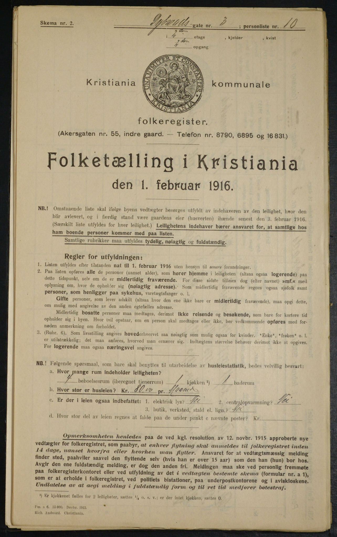 OBA, Municipal Census 1916 for Kristiania, 1916, p. 17554