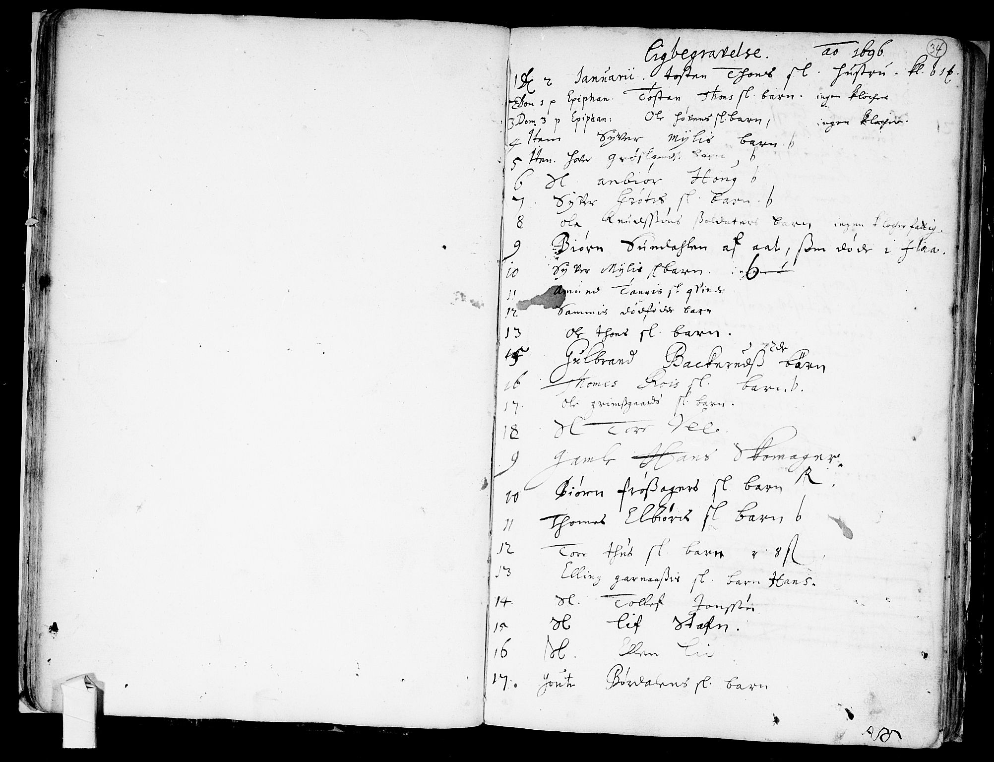 Nes kirkebøker, AV/SAKO-A-236/F/Fa/L0001: Parish register (official) no. 1, 1693-1706, p. 34